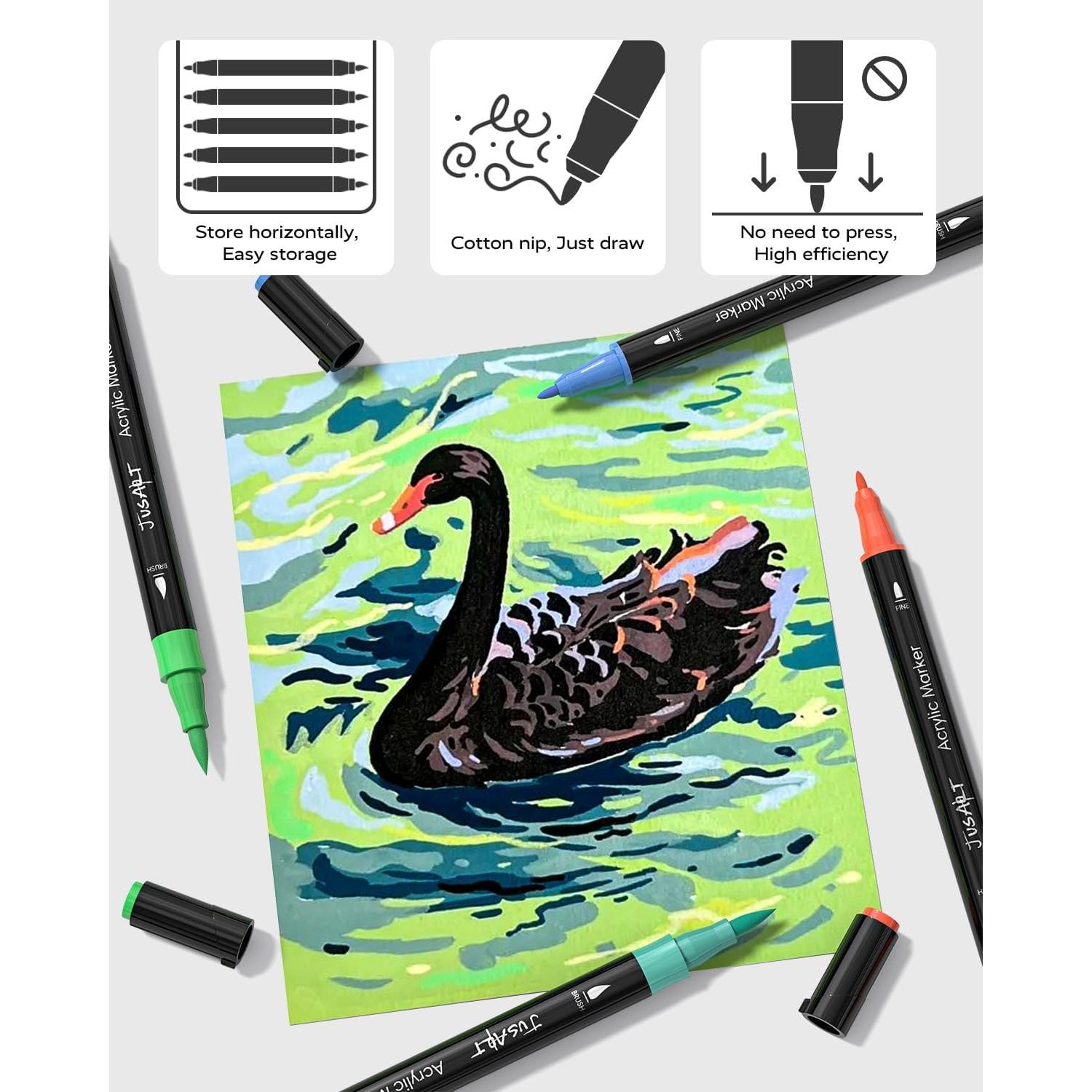 Marcadores de Pintura Acrílica JusArt 48 Colores Doble Punta