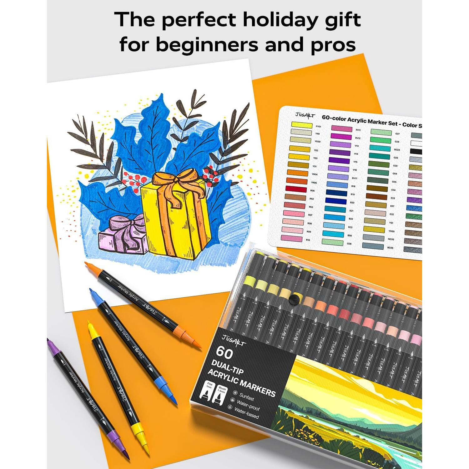 Marcadores de Pintura Acrílica JusArt 48 Colores Doble Punta