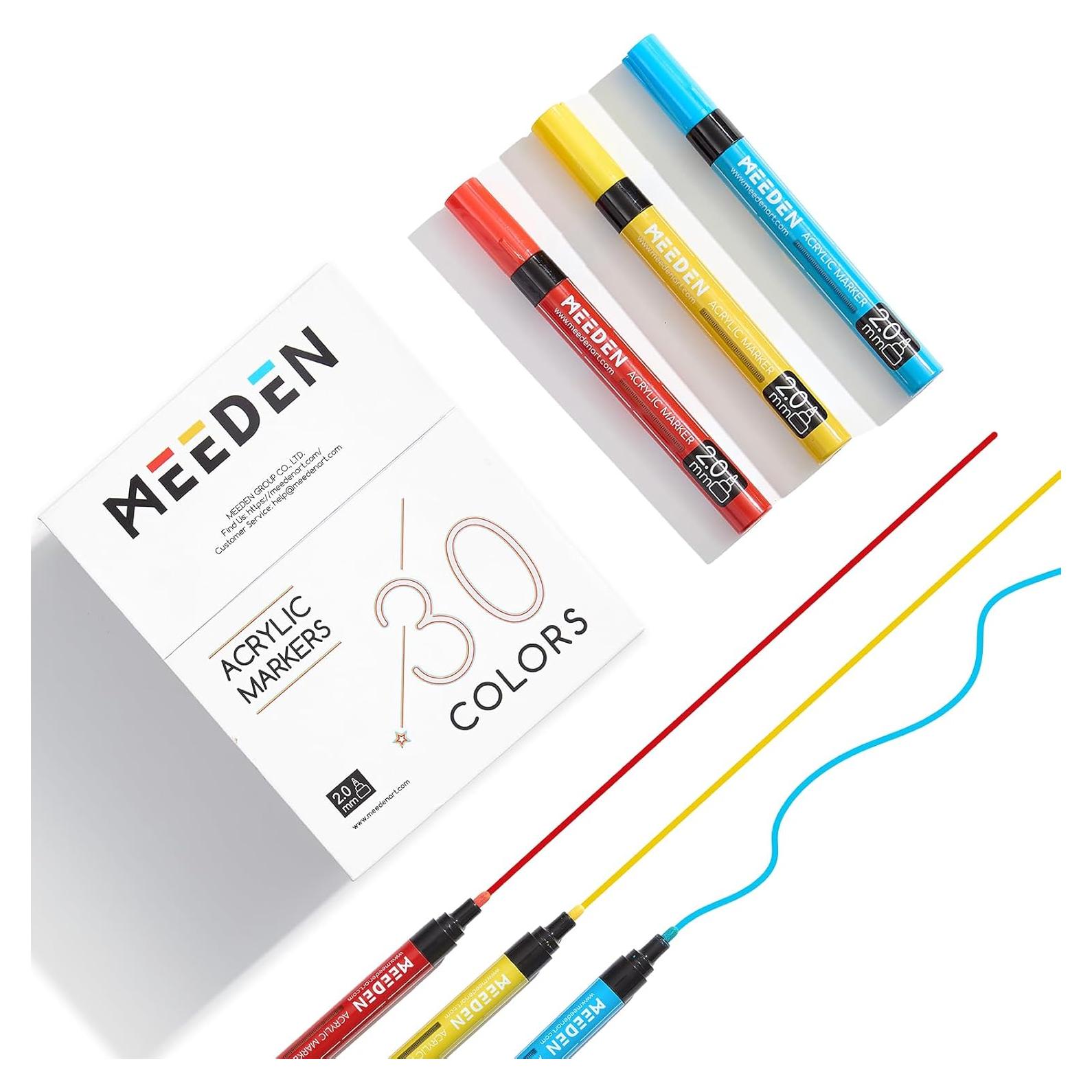 Marcadores Acrílicos MEEDEN 30 Colores Tinta Rápido Secado