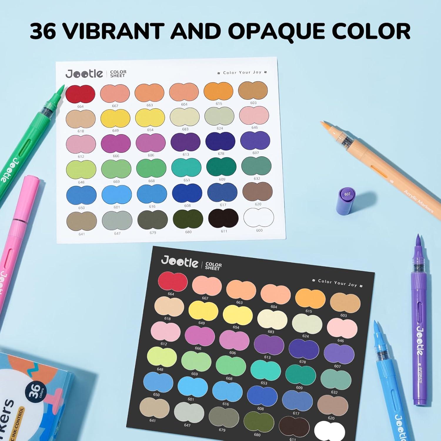 Marcadores Acrílicos Jootle 36 Colores Punta de Pincel