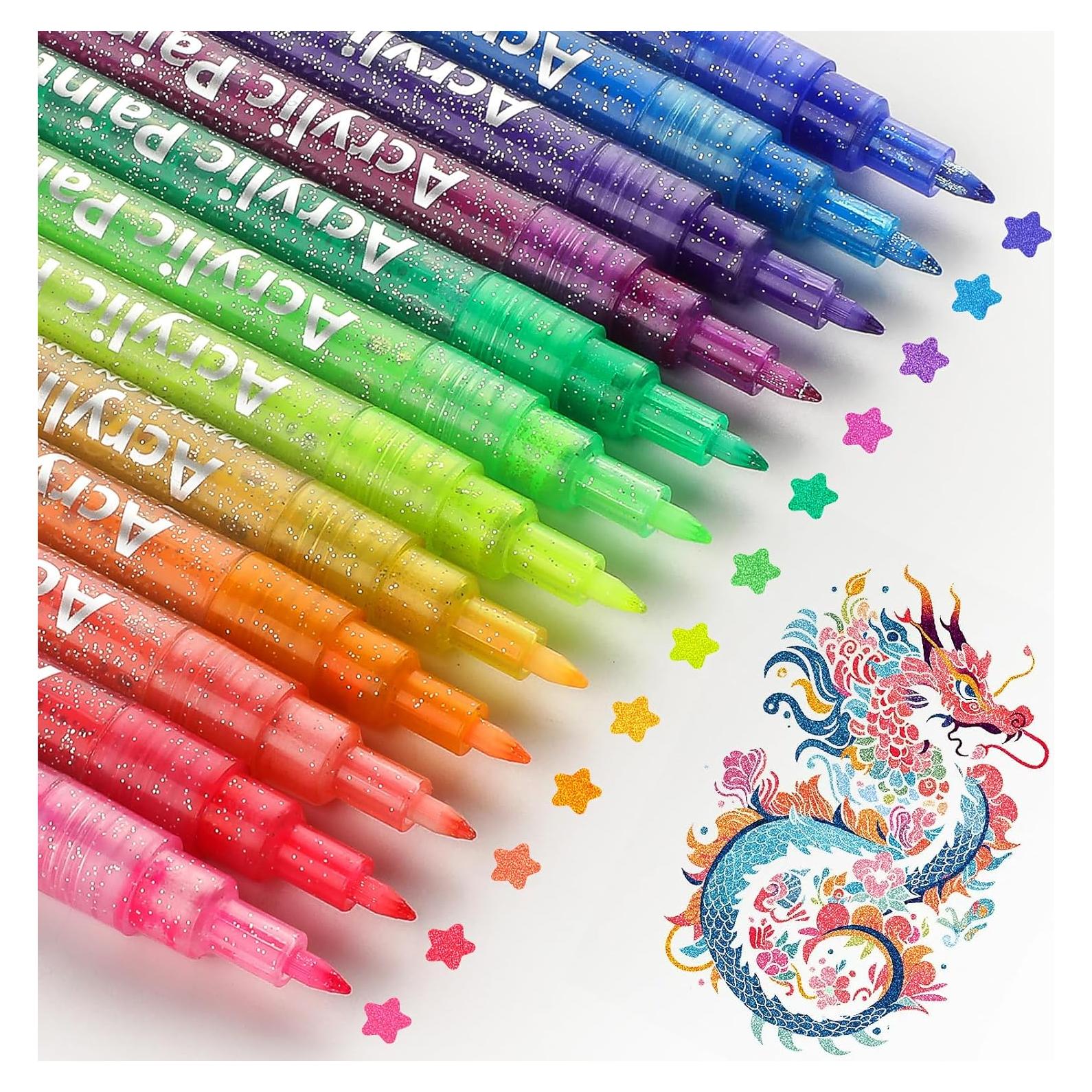 Conjunto de 12 Marcadores Acrílicos Brillantes MaxGear 0.7mm