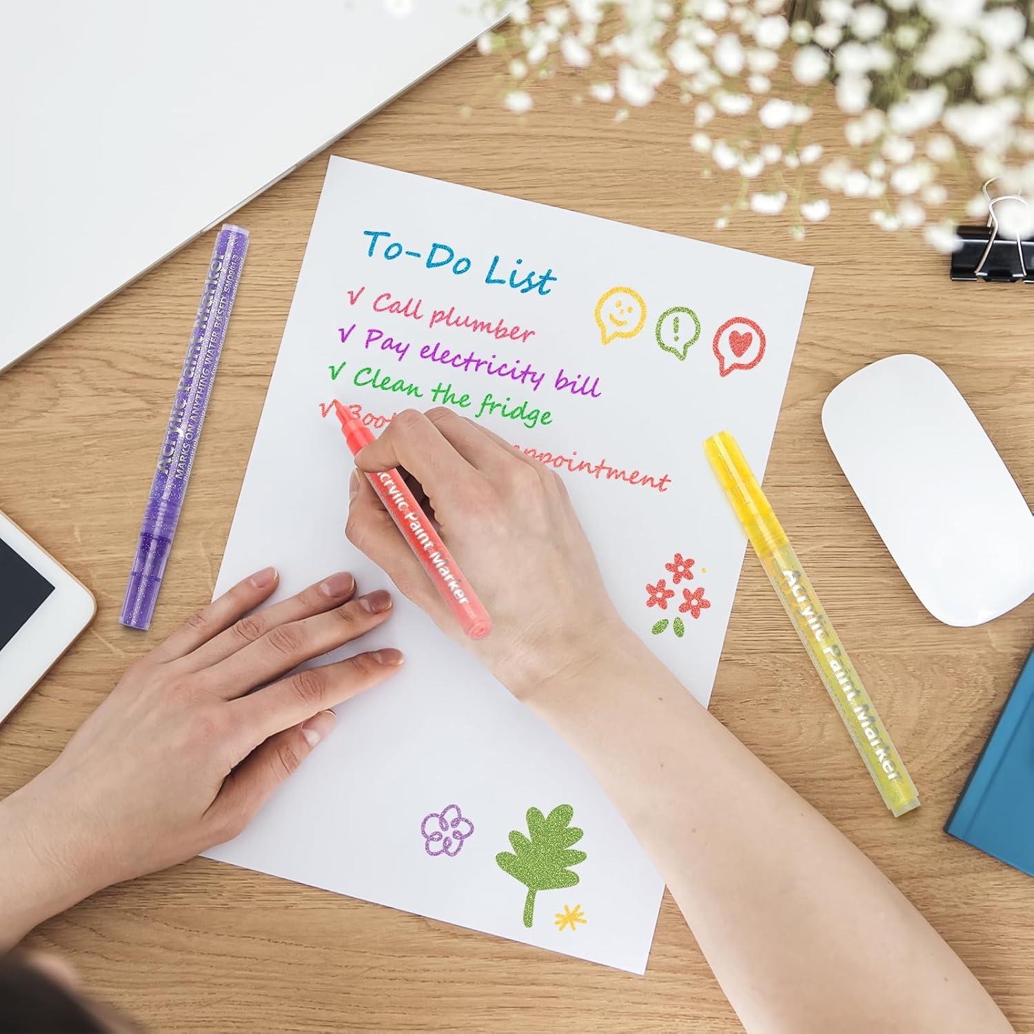 Conjunto de 12 Marcadores Acrílicos Brillantes MaxGear 0.7mm