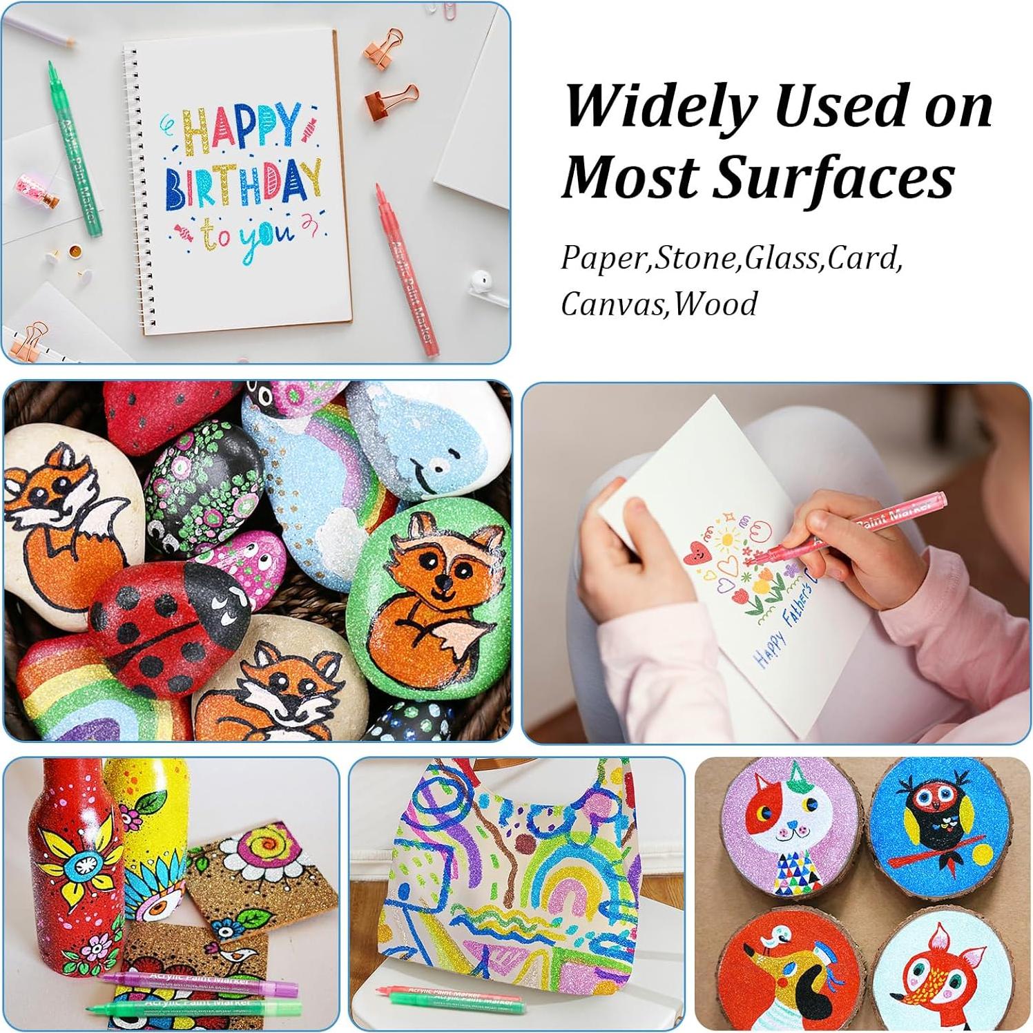 Conjunto de 12 Marcadores Acrílicos Brillantes MaxGear 0.7mm