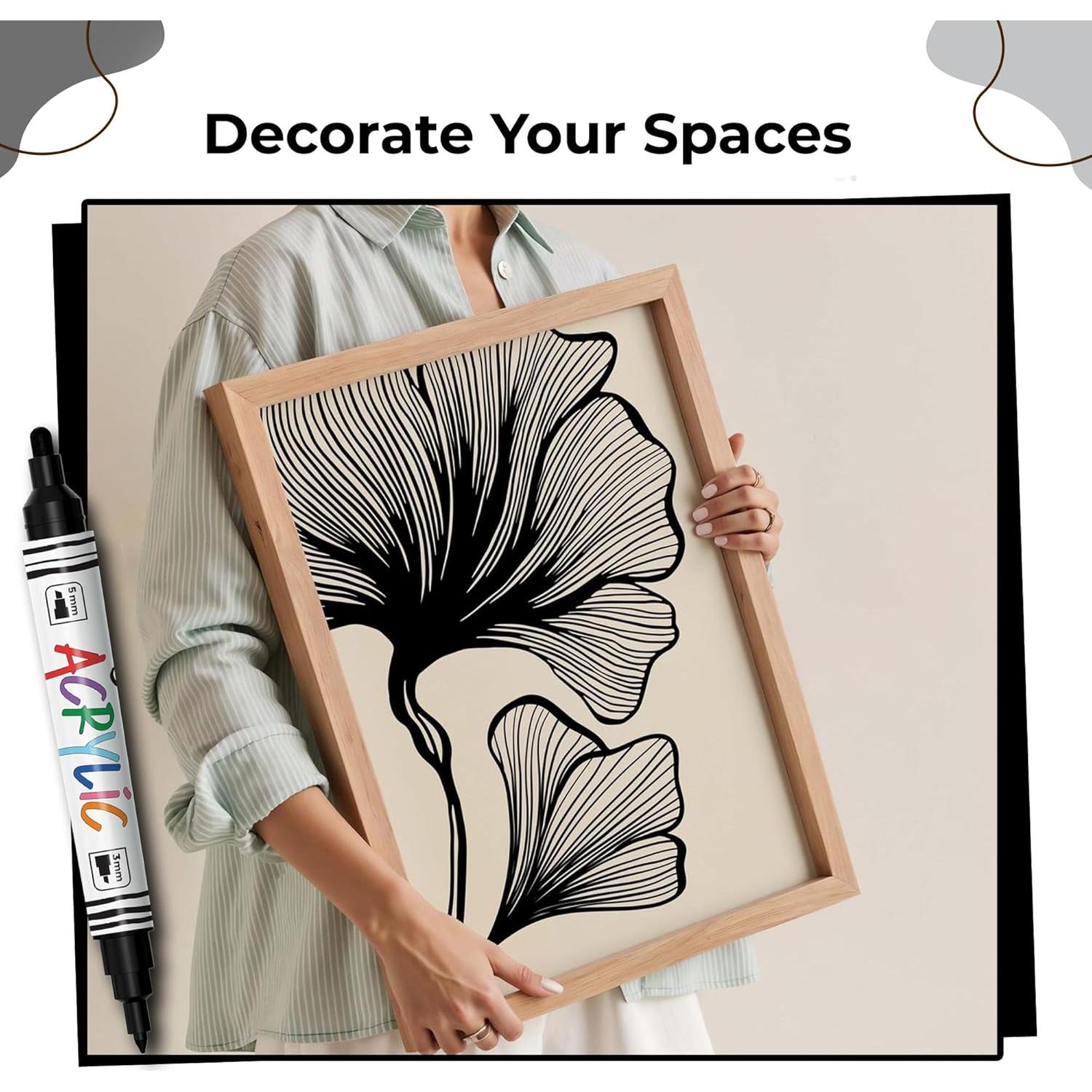 Marcadores de Pintura Acrílica Negra Chalkola - 5 Puntas Finas y Jumbo