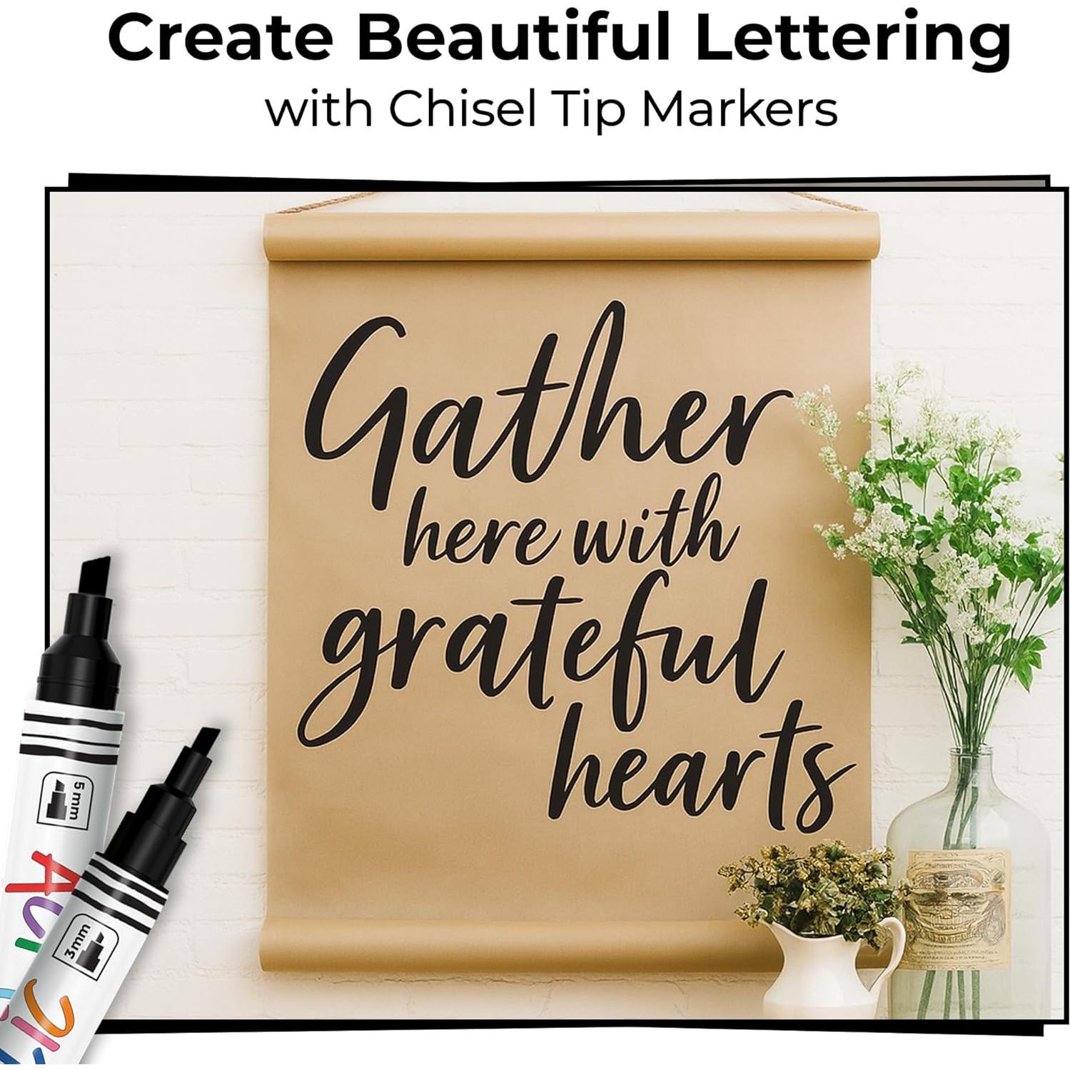 Marcadores de Pintura Acrílica Negra Chalkola - 5 Puntas Finas y Jumbo