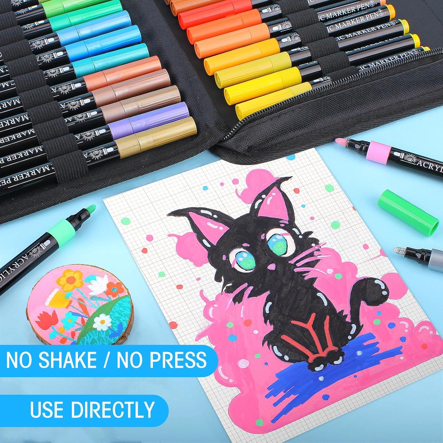 60 Marcadores Acrílicos Amamao Punta Media Multicolor 3mm