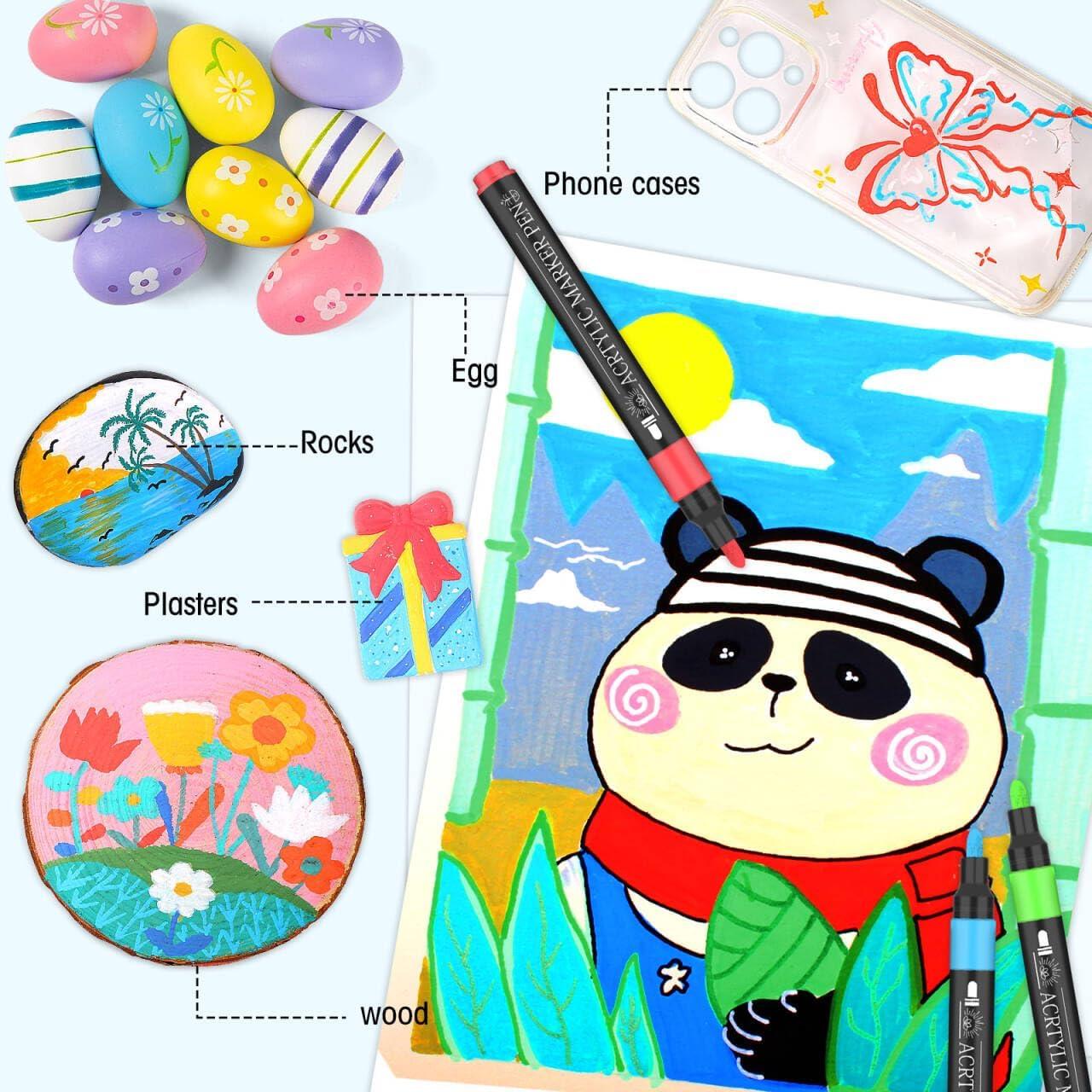 60 Marcadores Acrílicos Amamao Punta Media Multicolor 3mm