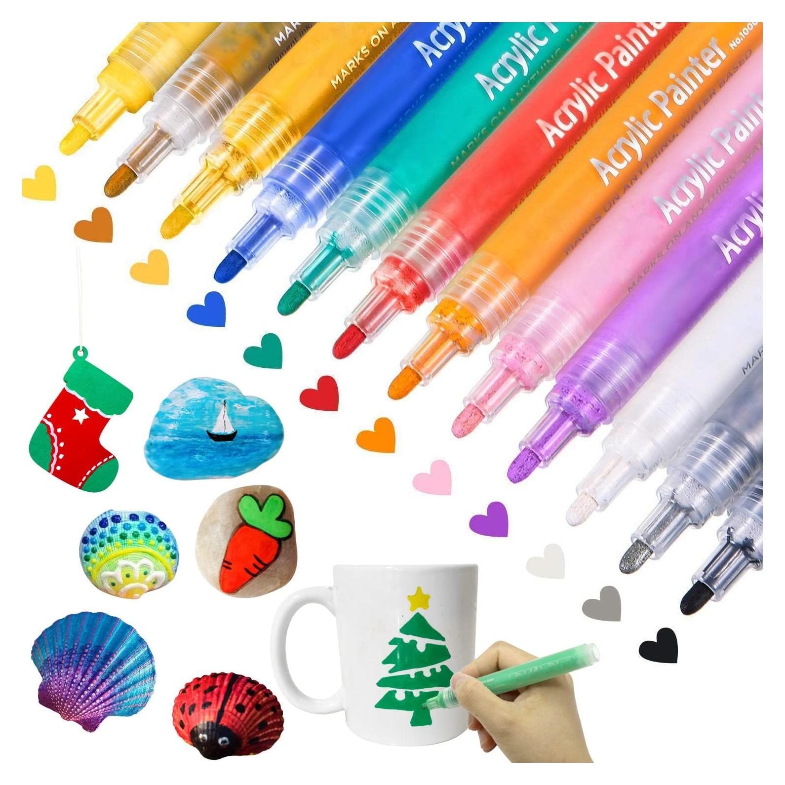 Marcadores de Pintura Acrílica CH HAICHENG 12 Colores 2mm