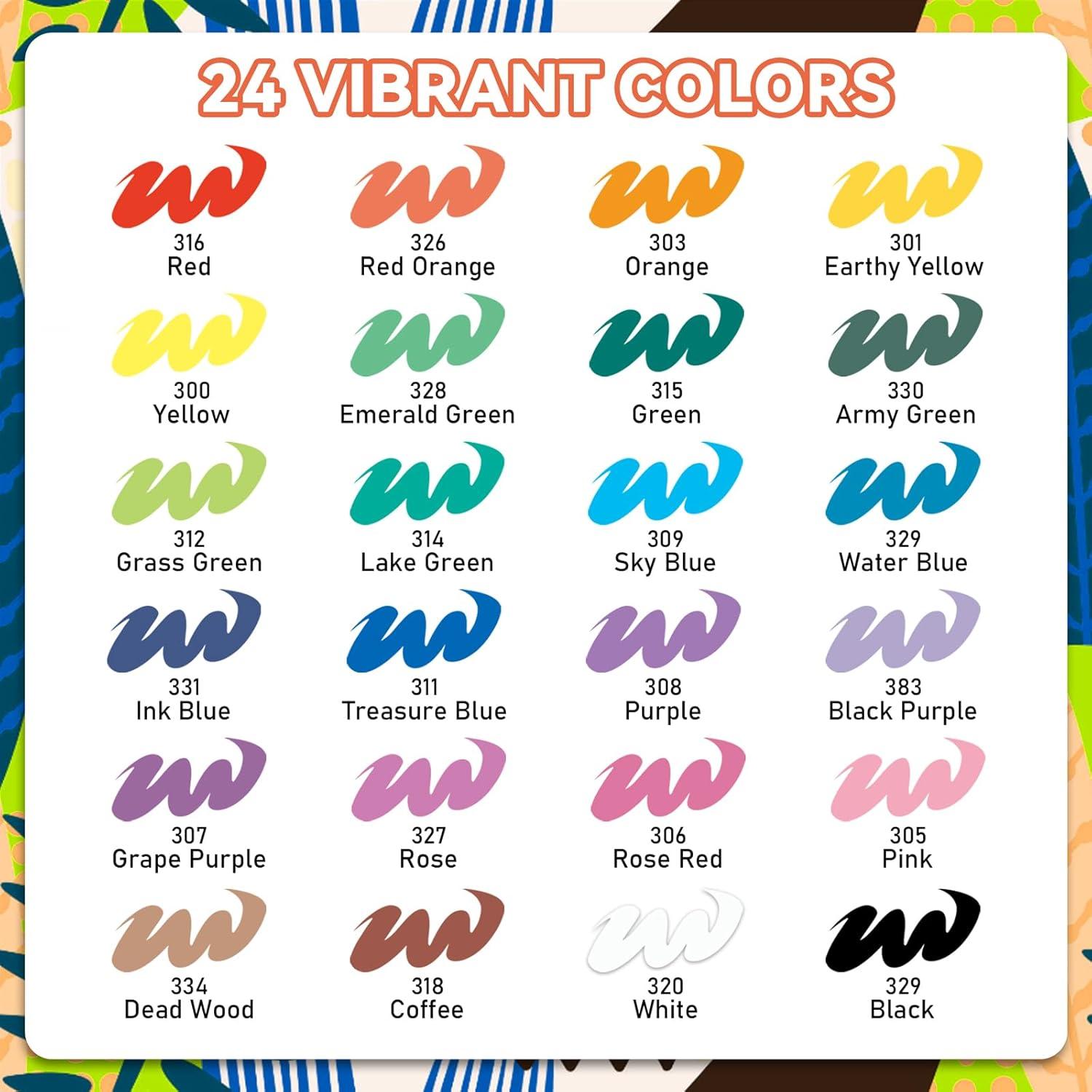 Marcadores Acrílicos GOTIDEAL 24 Colores Punta Pincel Sin Sangrado