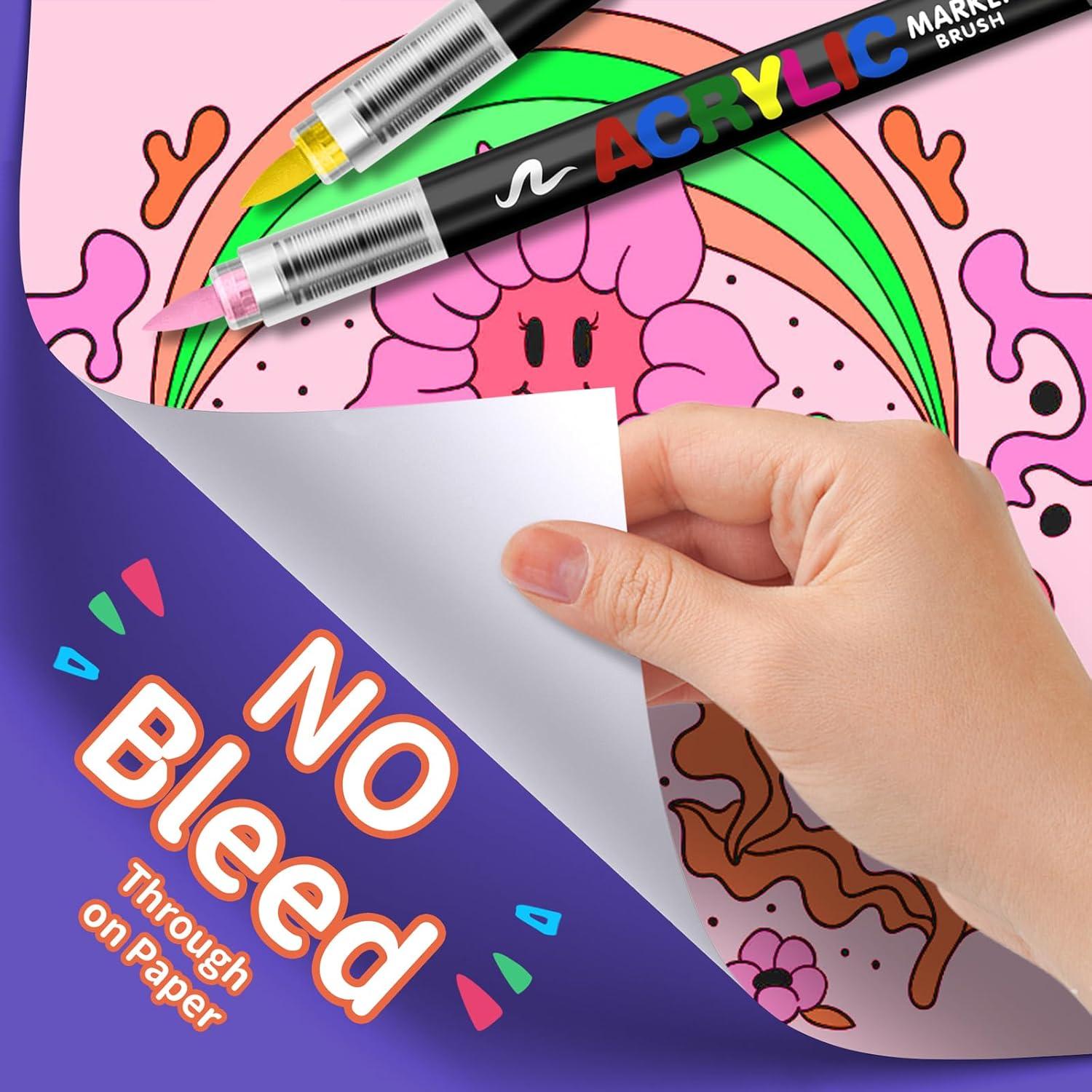 Marcadores Acrílicos GOTIDEAL 24 Colores Punta Pincel Sin Sangrado