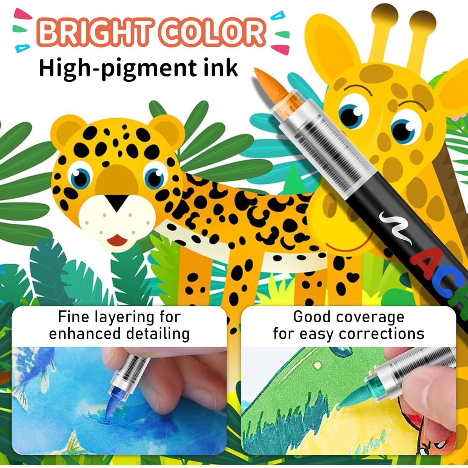 Marcadores Acrílicos GOTIDEAL 24 Colores Punta Pincel Sin Sangrado