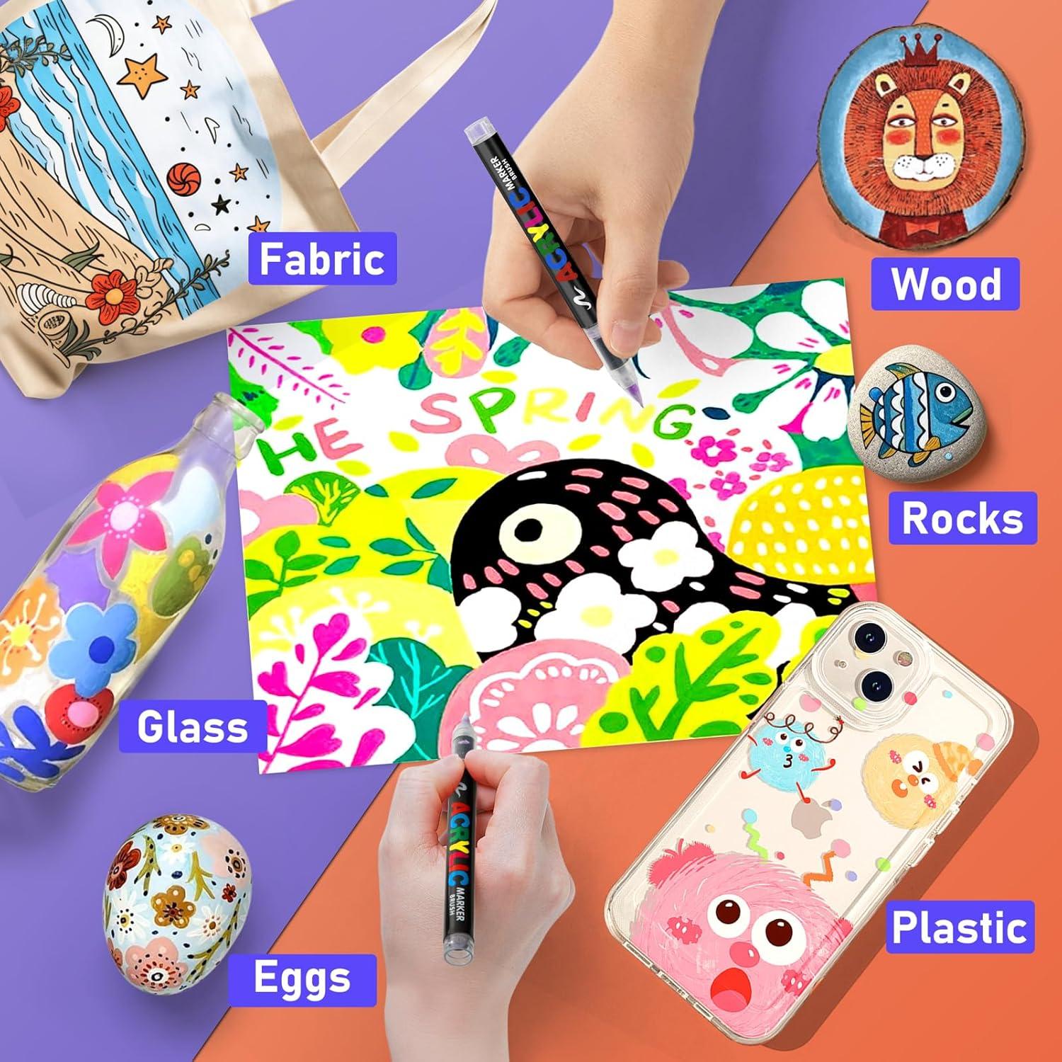 Marcadores Acrílicos GOTIDEAL 24 Colores Punta Pincel Sin Sangrado