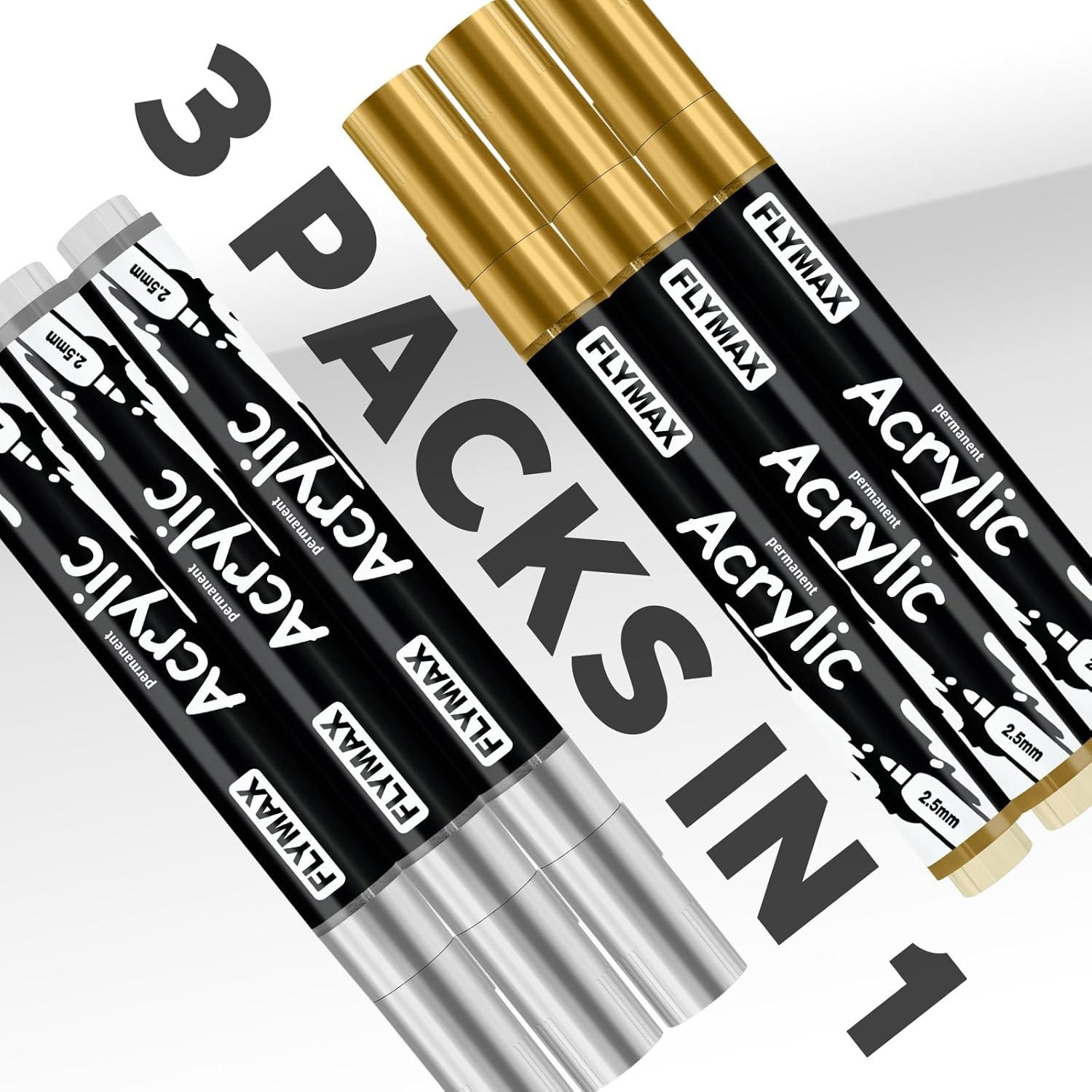 Marcadores Permanentes Acrílicos FLYMAX Rojo 2.5mm - 3 Unidades