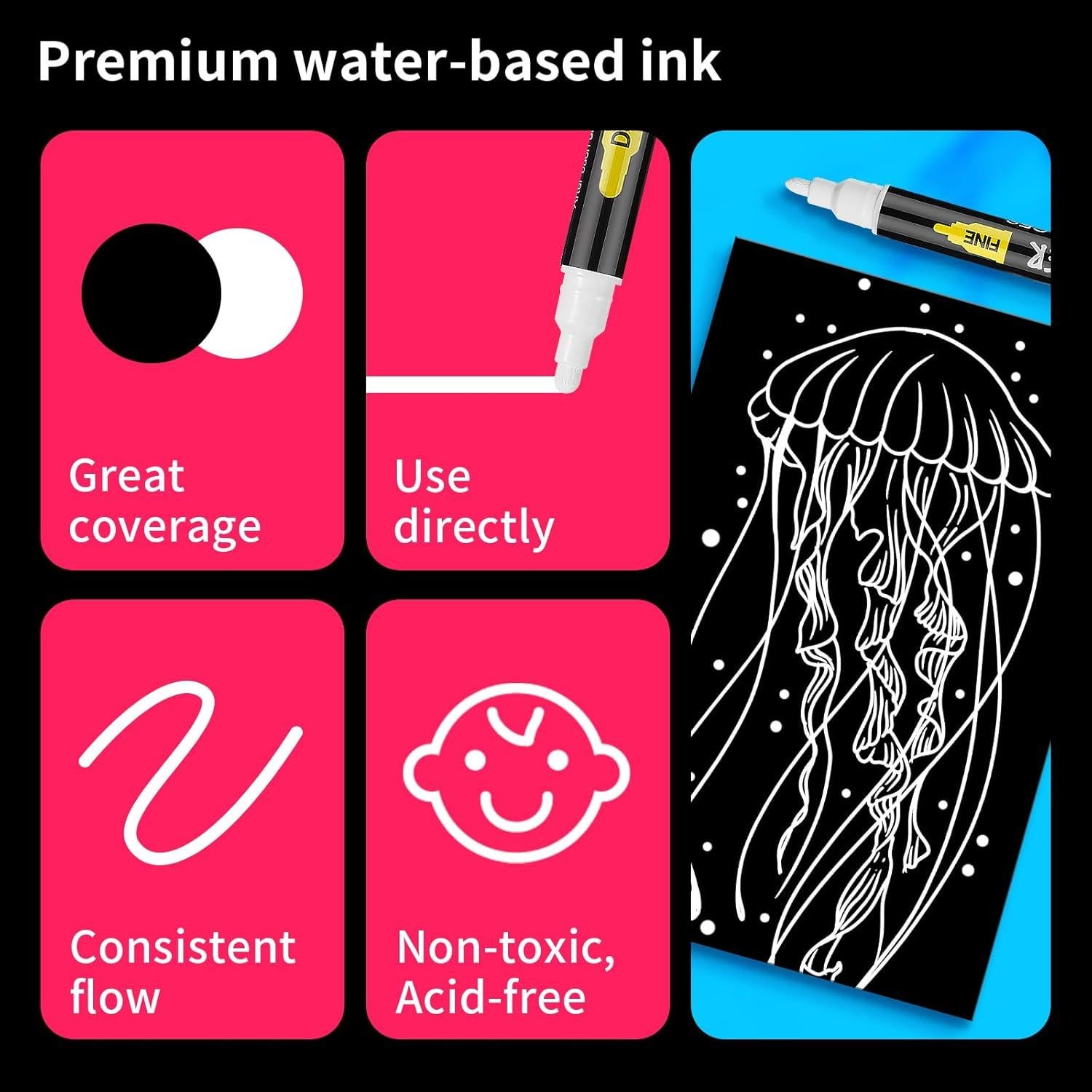 Marcadores de Pintura Acrílica NAWOD 3 Unidades Doble Punta 1-5mm