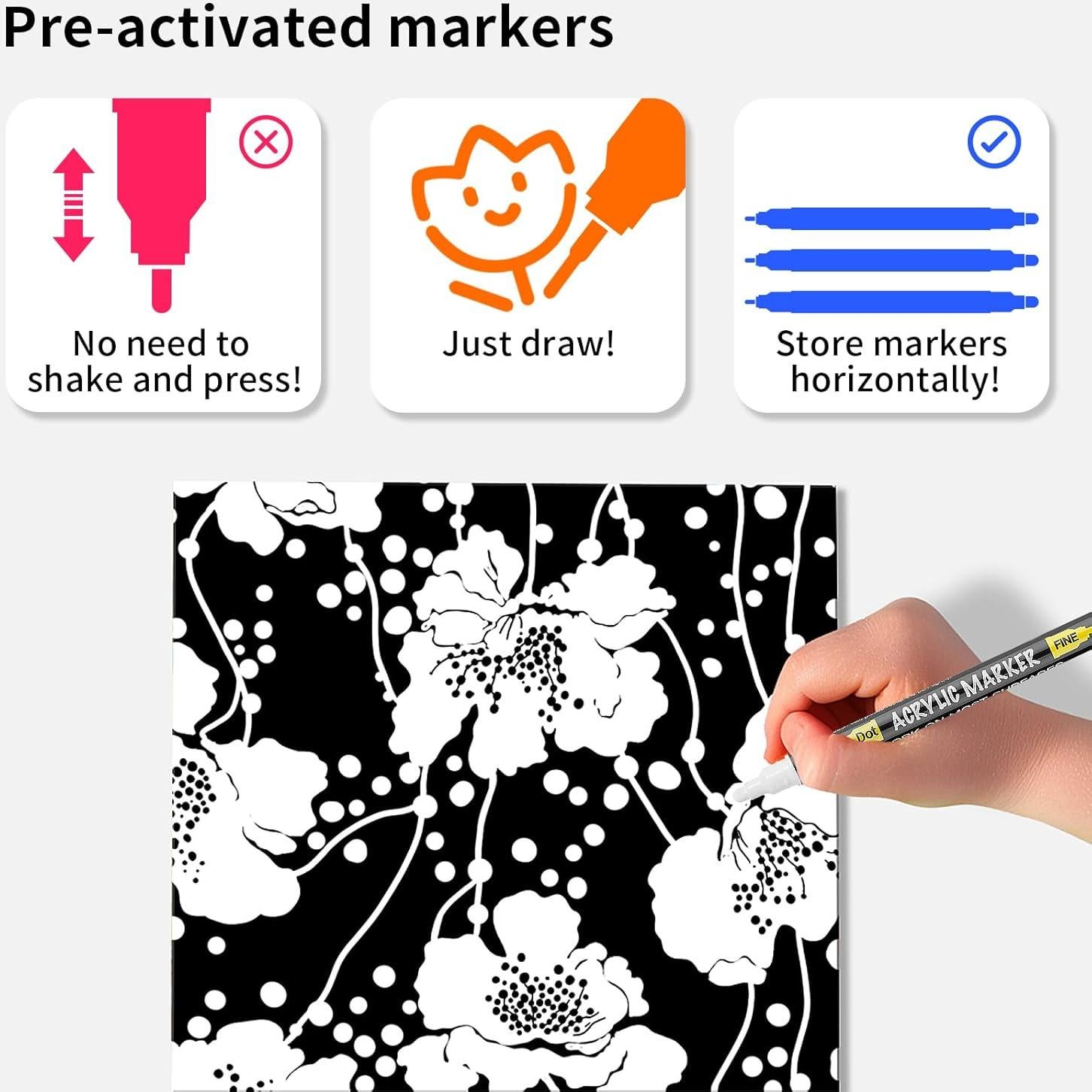 Marcadores de Pintura Acrílica NAWOD 3 Unidades Doble Punta 1-5mm