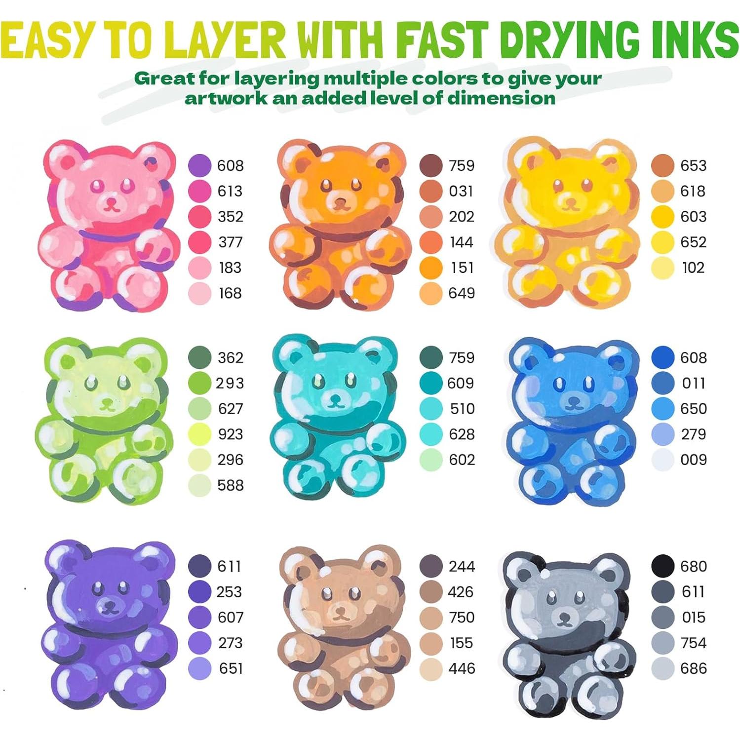 Marcadores Acrílicos LET'S RESIN 72 Colores Punta de Pincel 1-8mm