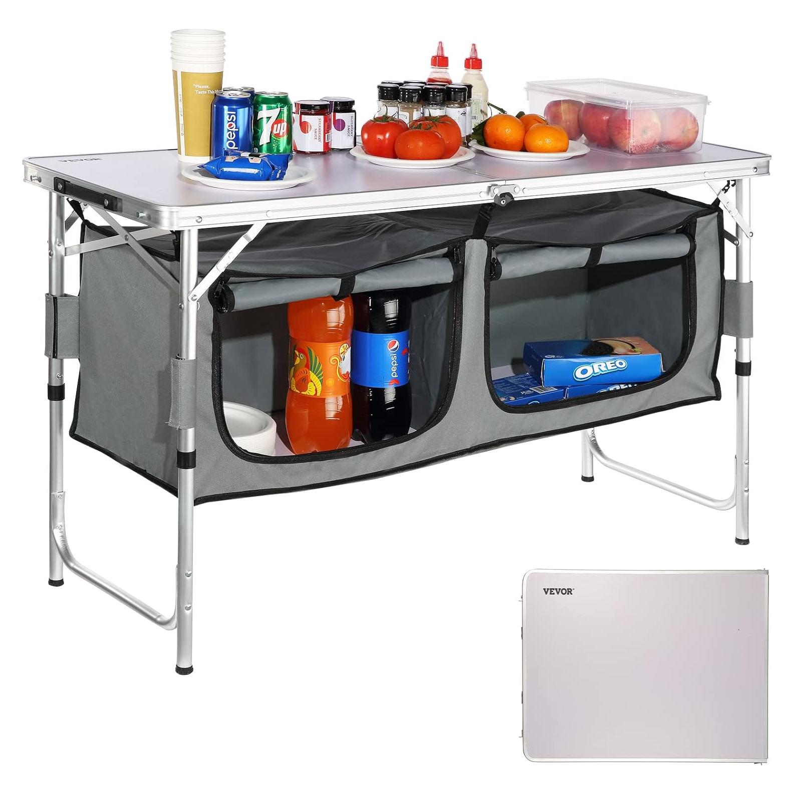 Mesa de Cocina Plegable VEVOR para Camping con Almacenaje