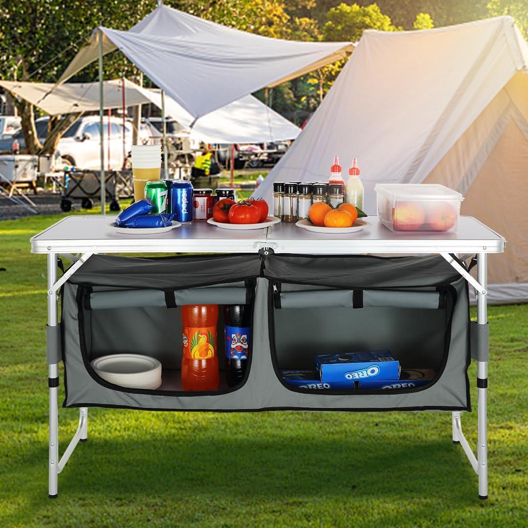 Mesa de Cocina Plegable VEVOR para Camping con Almacenaje