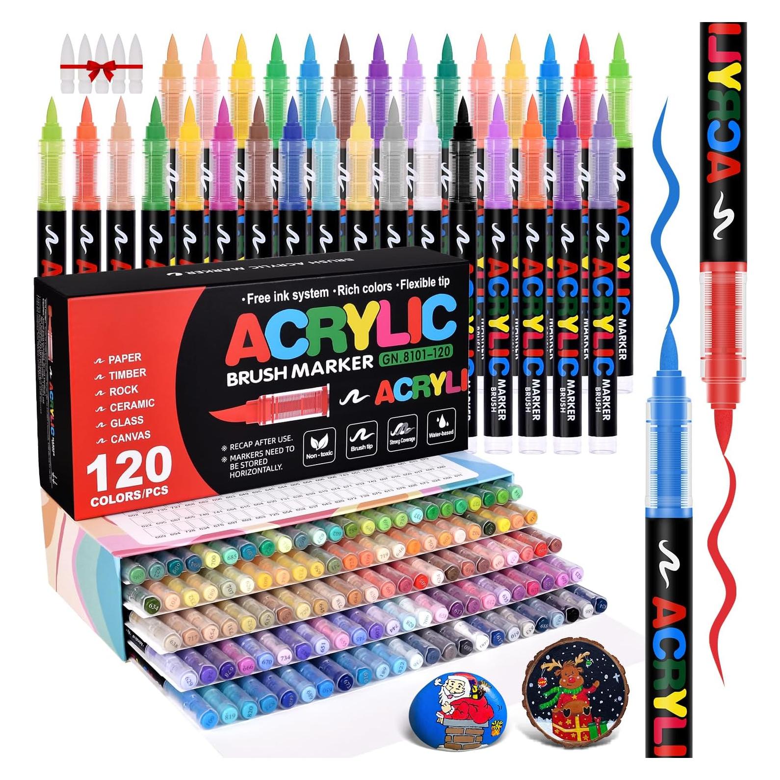 Marcadores de Pintura Acrílica Colourmotor 120 Colores Punta Pincel