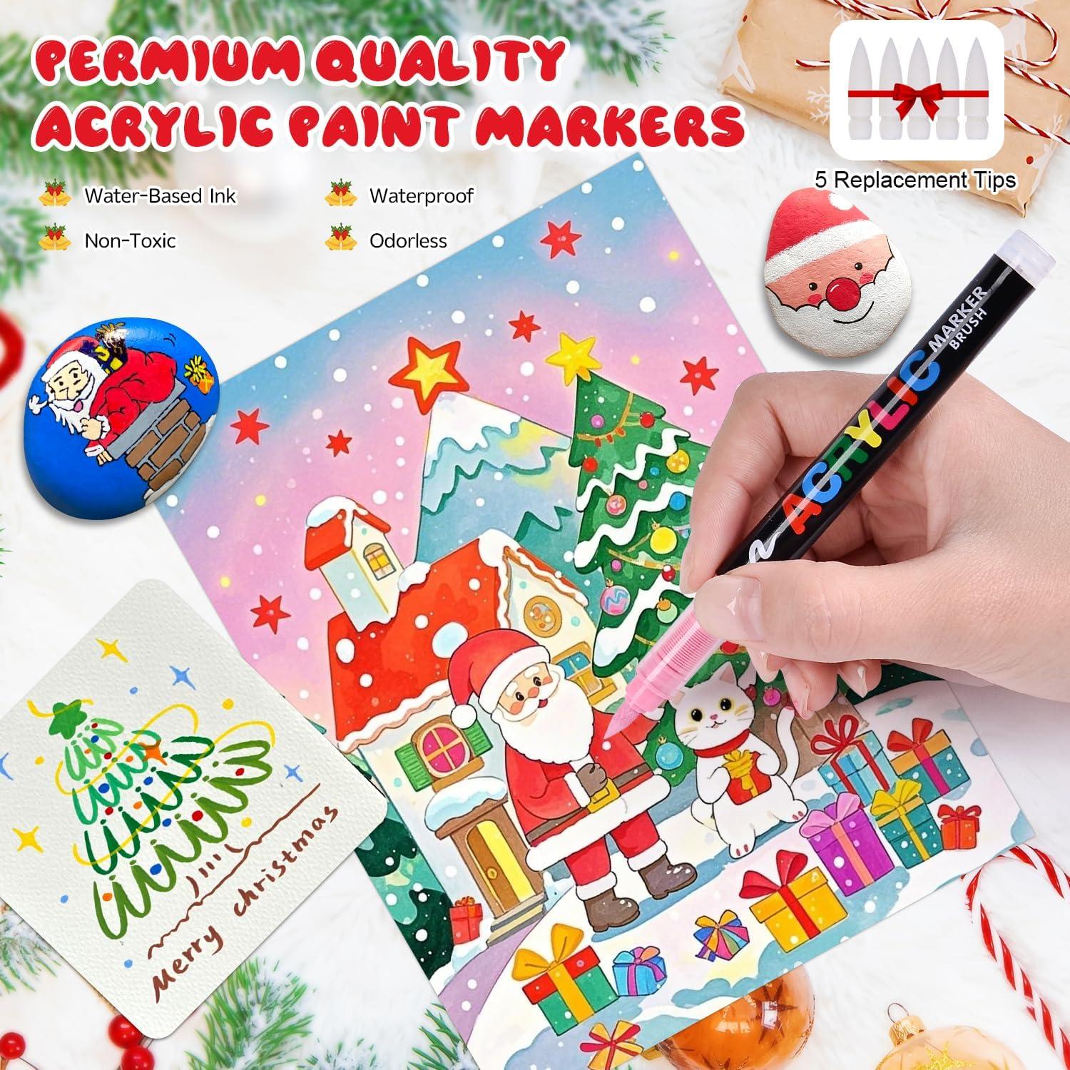 Marcadores de Pintura Acrílica Colourmotor 120 Colores Punta Pincel