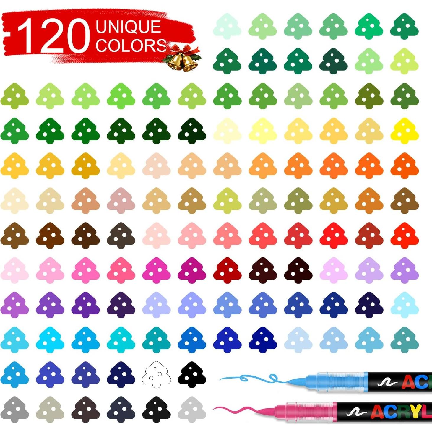 Marcadores de Pintura Acrílica Colourmotor 120 Colores Punta Pincel