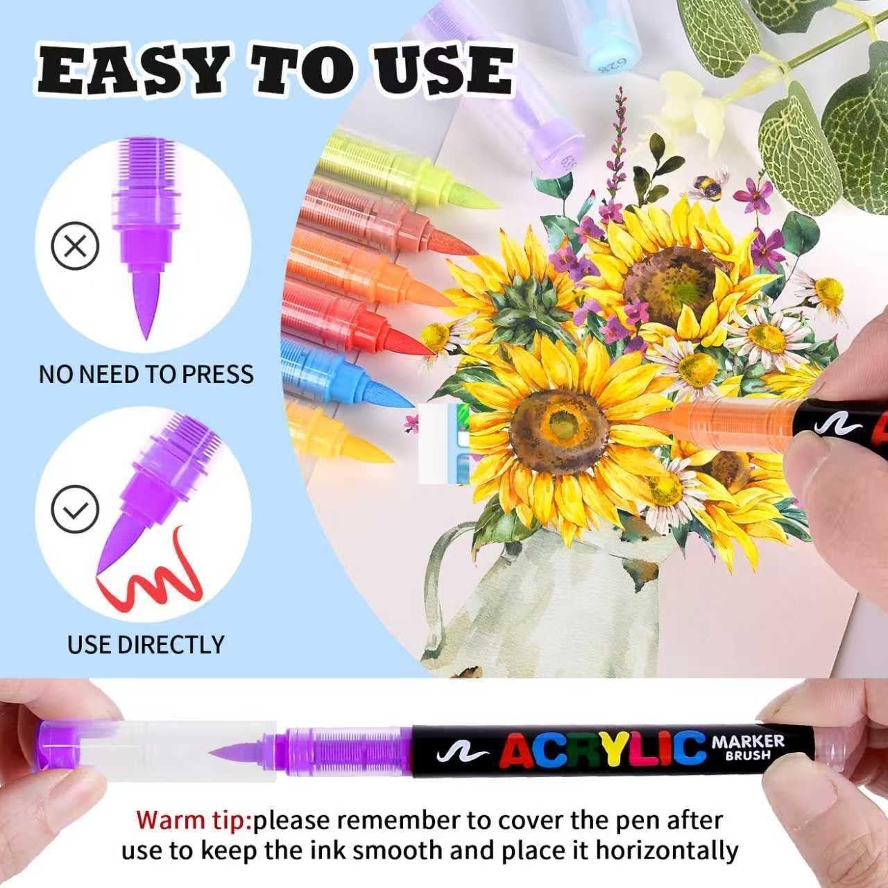 Marcadores de Pintura Acrílica Colourmotor 120 Colores Punta Pincel