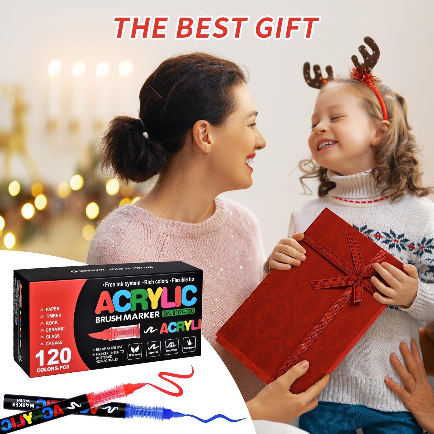 Marcadores de Pintura Acrílica Colourmotor 120 Colores Punta Pincel