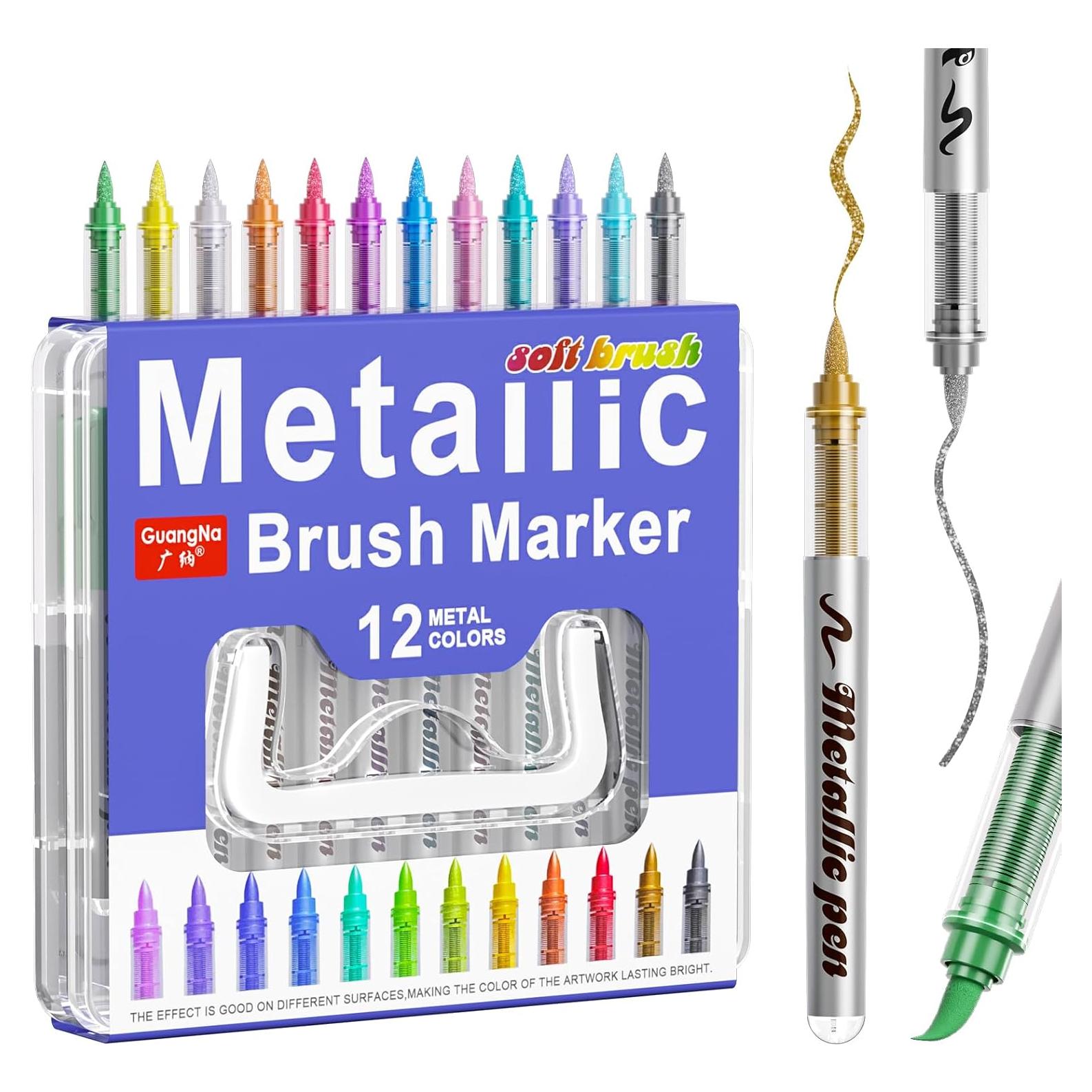 Marcadores Metálicos DICEKOO 12 Colores Punta Pincel 1-5mm