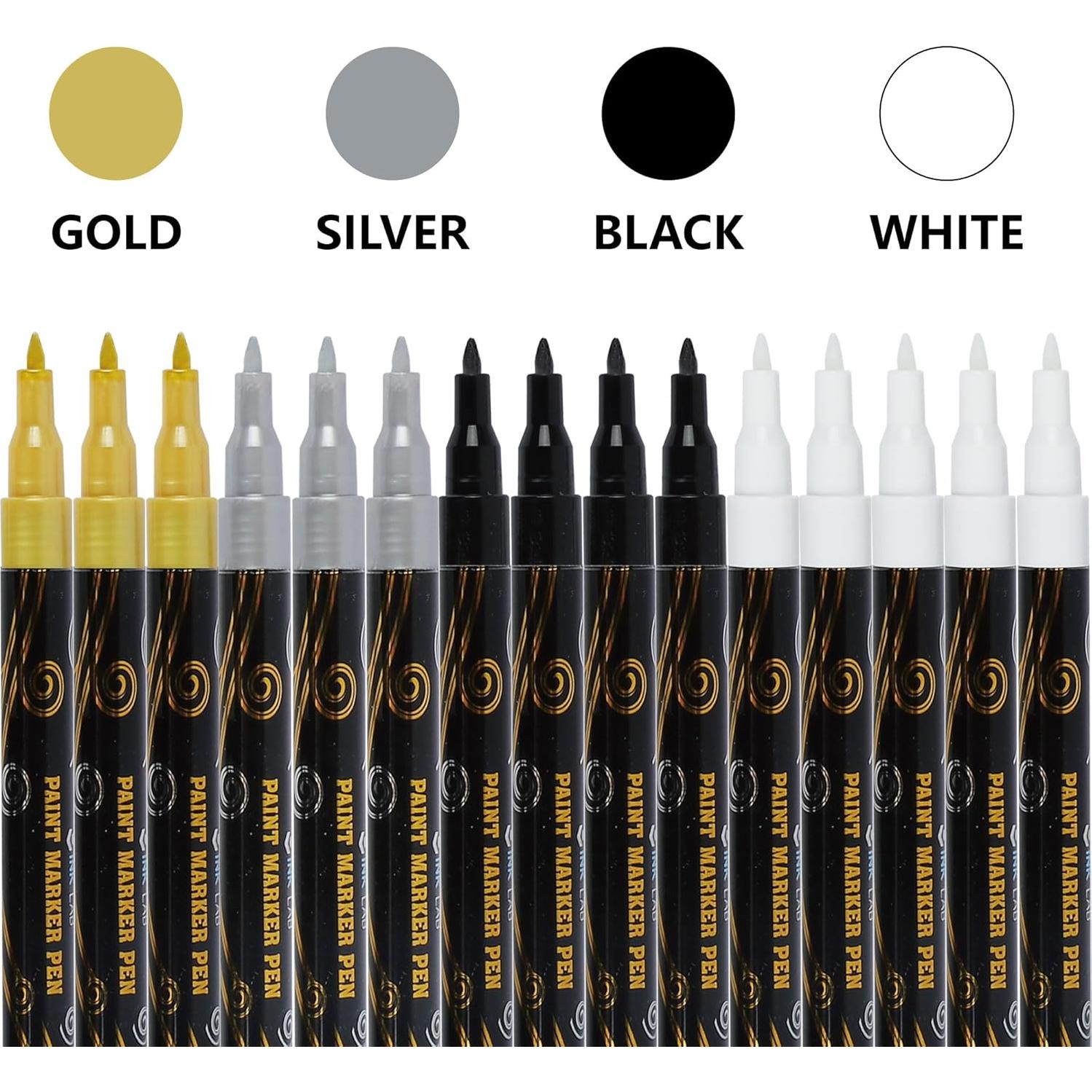 Marcadores Acrílicos Metálicos INK LAB 15 Pcs para Manualidades