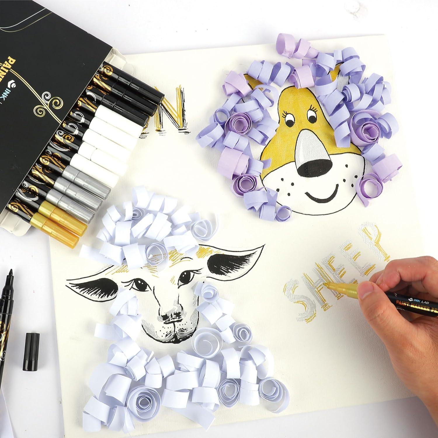 Marcadores Acrílicos Metálicos INK LAB 15 Pcs para Manualidades