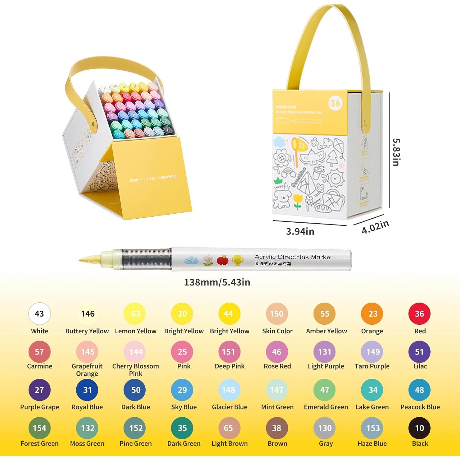 Juego de Marcadores Acrílicos EpenGo 36 Colores para Manualidades