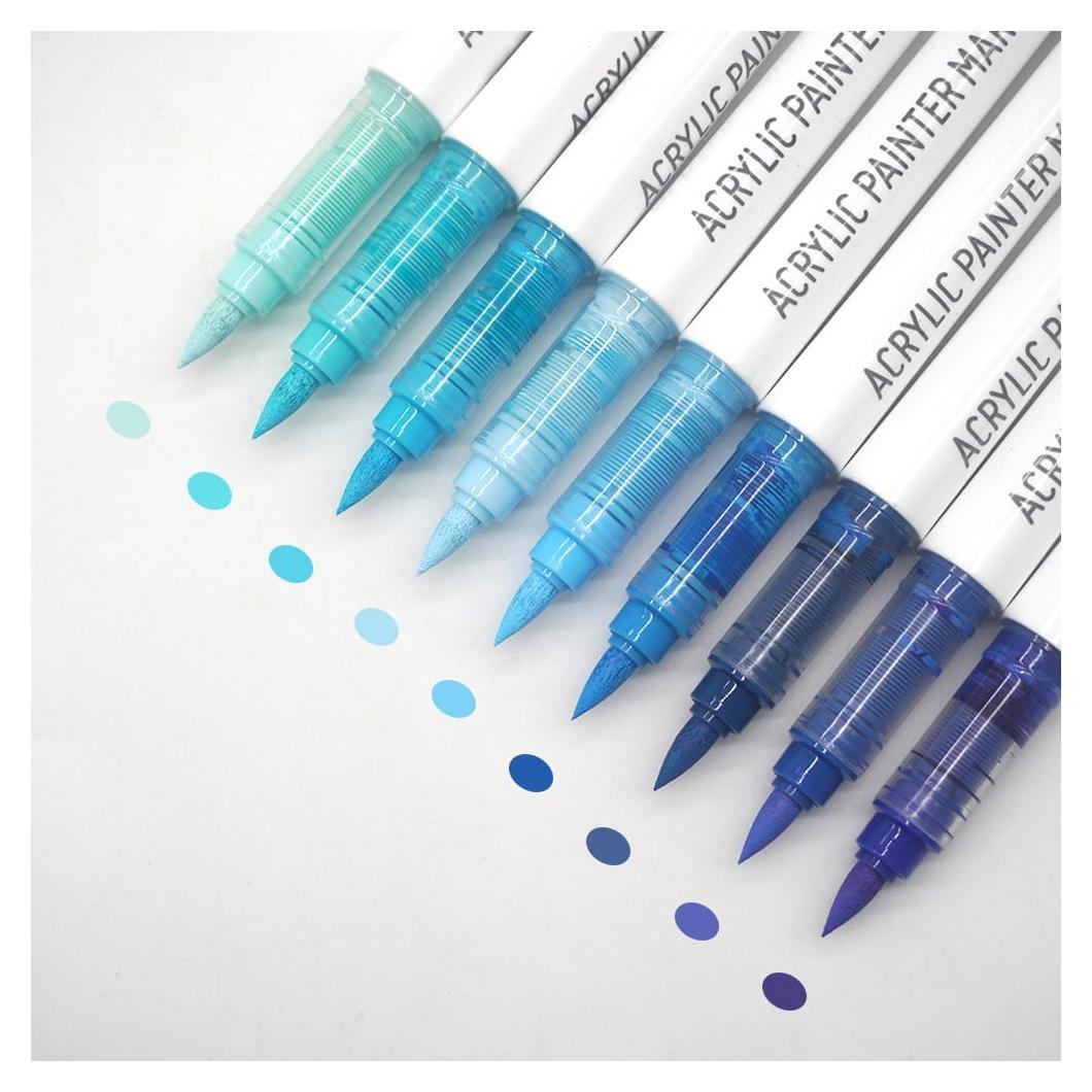 Set de 9 Marcadores de Pintura Acrílica Yolaka - Punta de Pincel