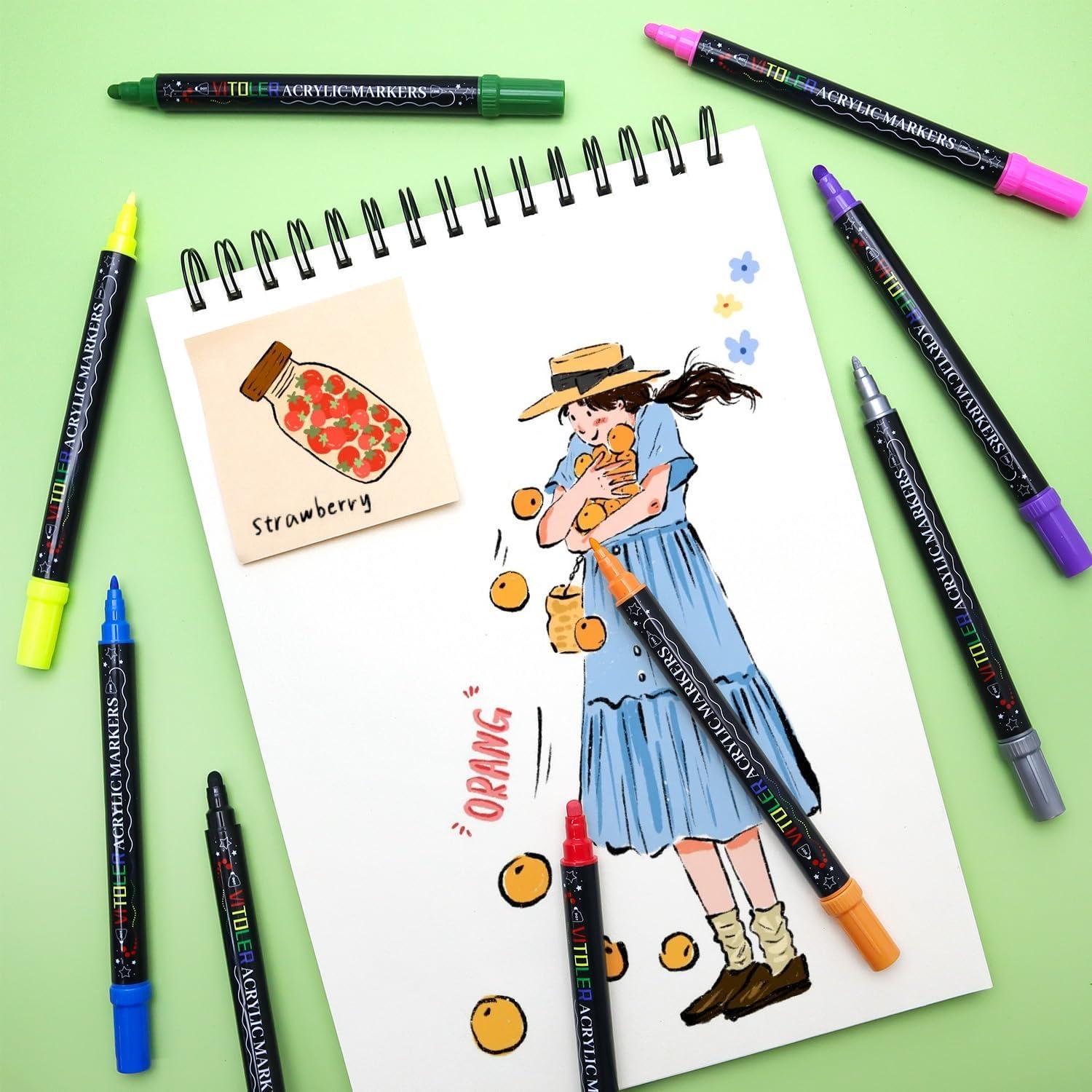 Marcadores de Pintura Acrílica Vitoler 18 Piezas Doble Punta