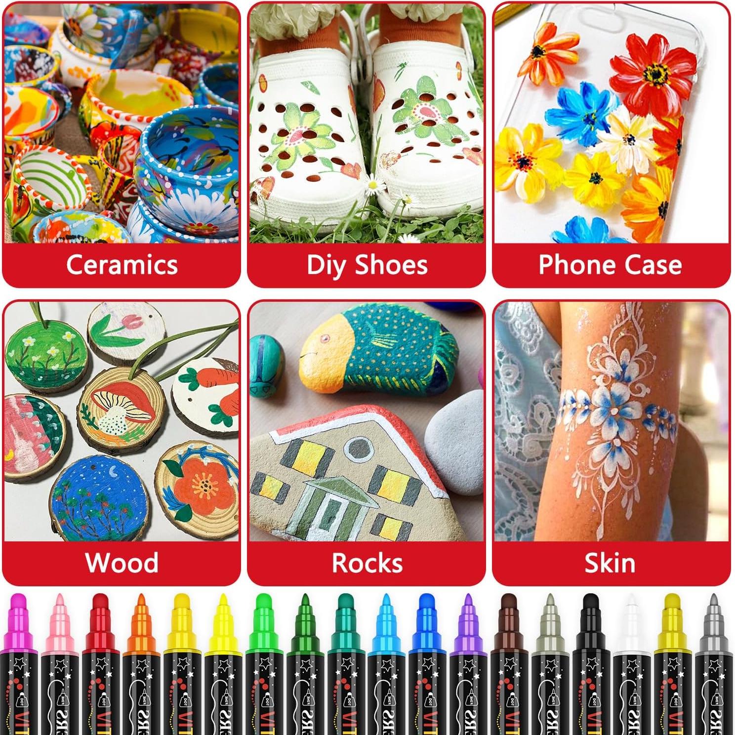 Marcadores de Pintura Acrílica Vitoler 18 Piezas Doble Punta