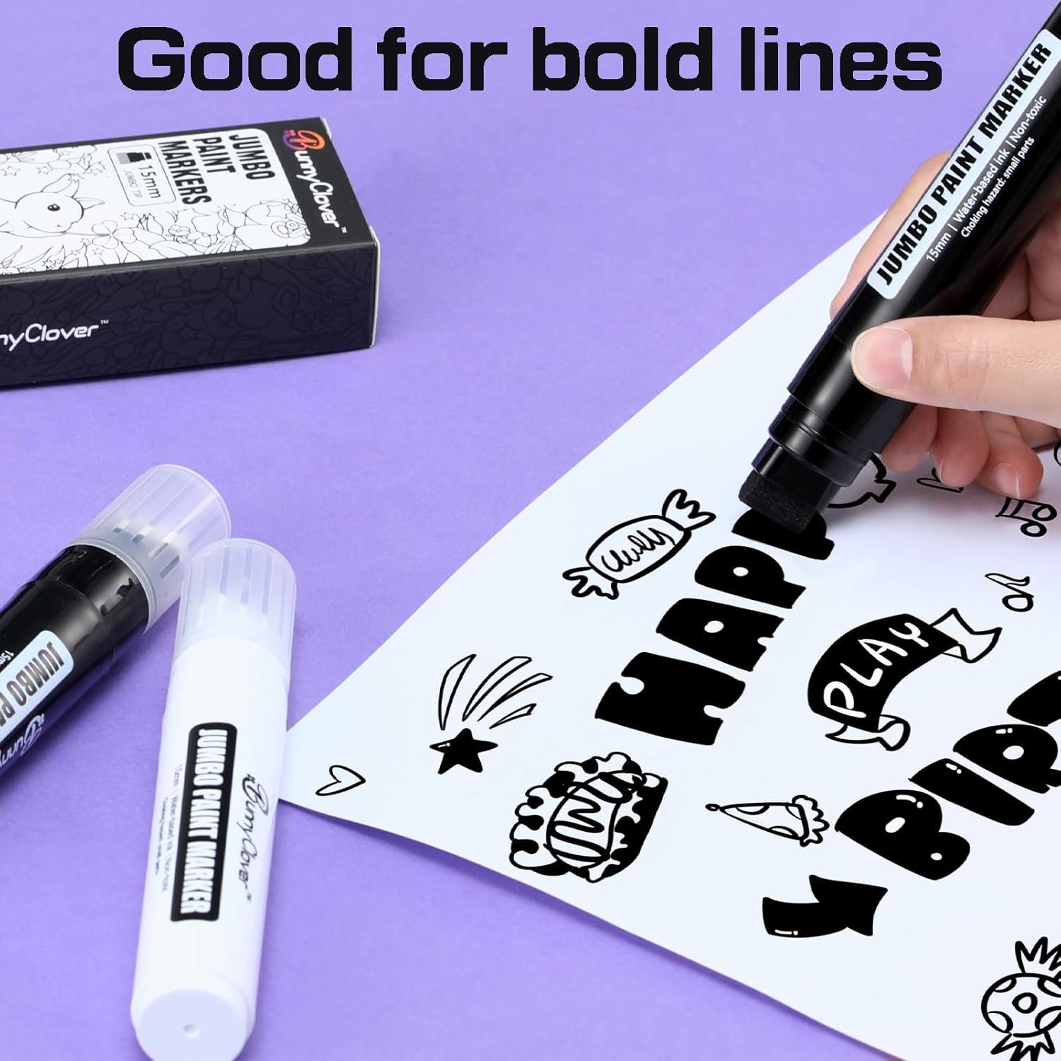 Marcadores de Pintura Jumbo Bunnyclover 2 Pzs Negro y Blanco 15mm