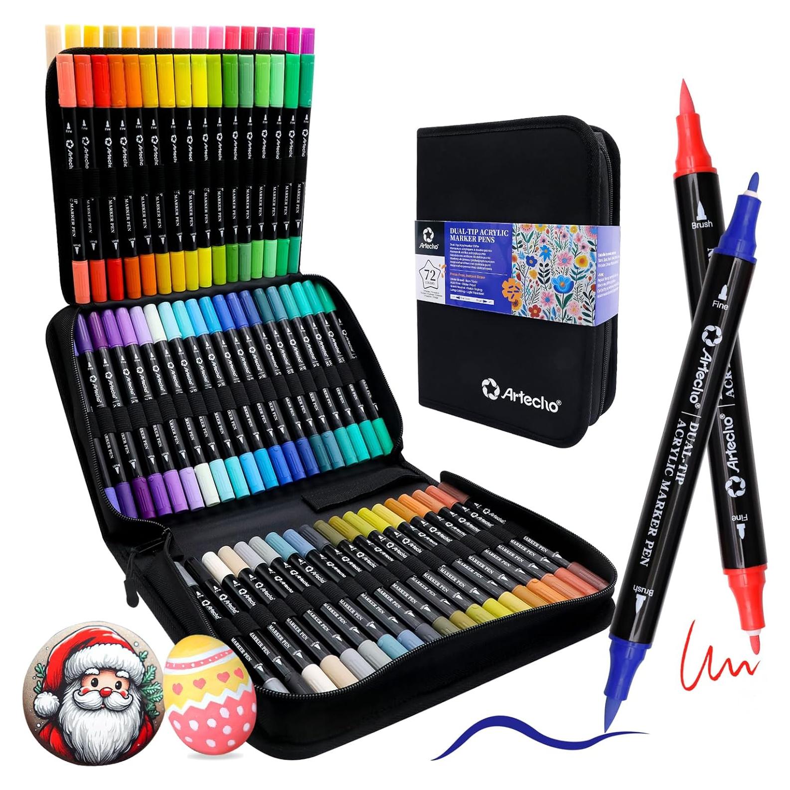 Marcadores de Pintura Acrílica Artecho 72 Colores Doble Punta