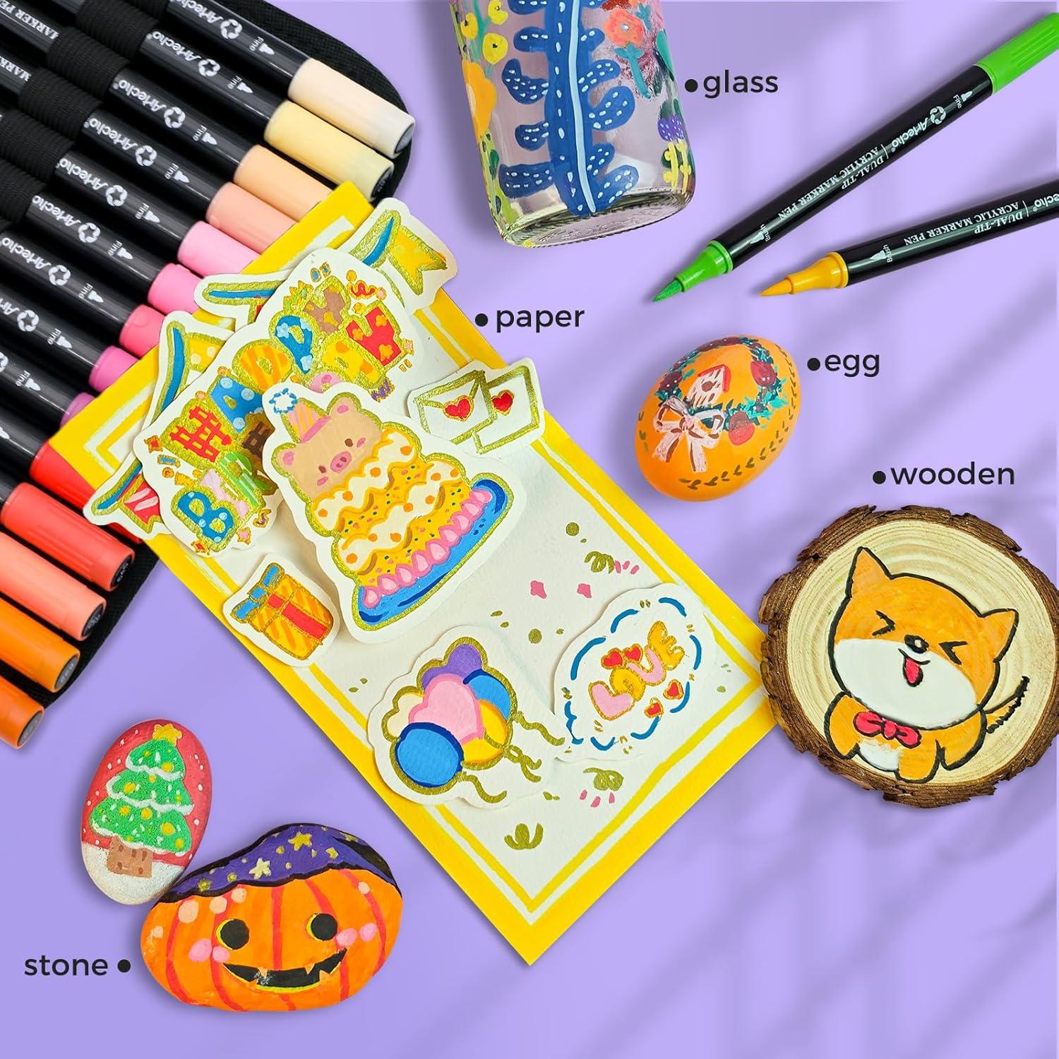 Marcadores de Pintura Acrílica Artecho 72 Colores Doble Punta