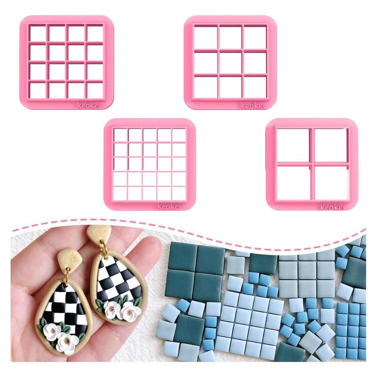 Cortadores de Arcilla Polimérica Keoker para Pendientes - Tablero de Ajedrez