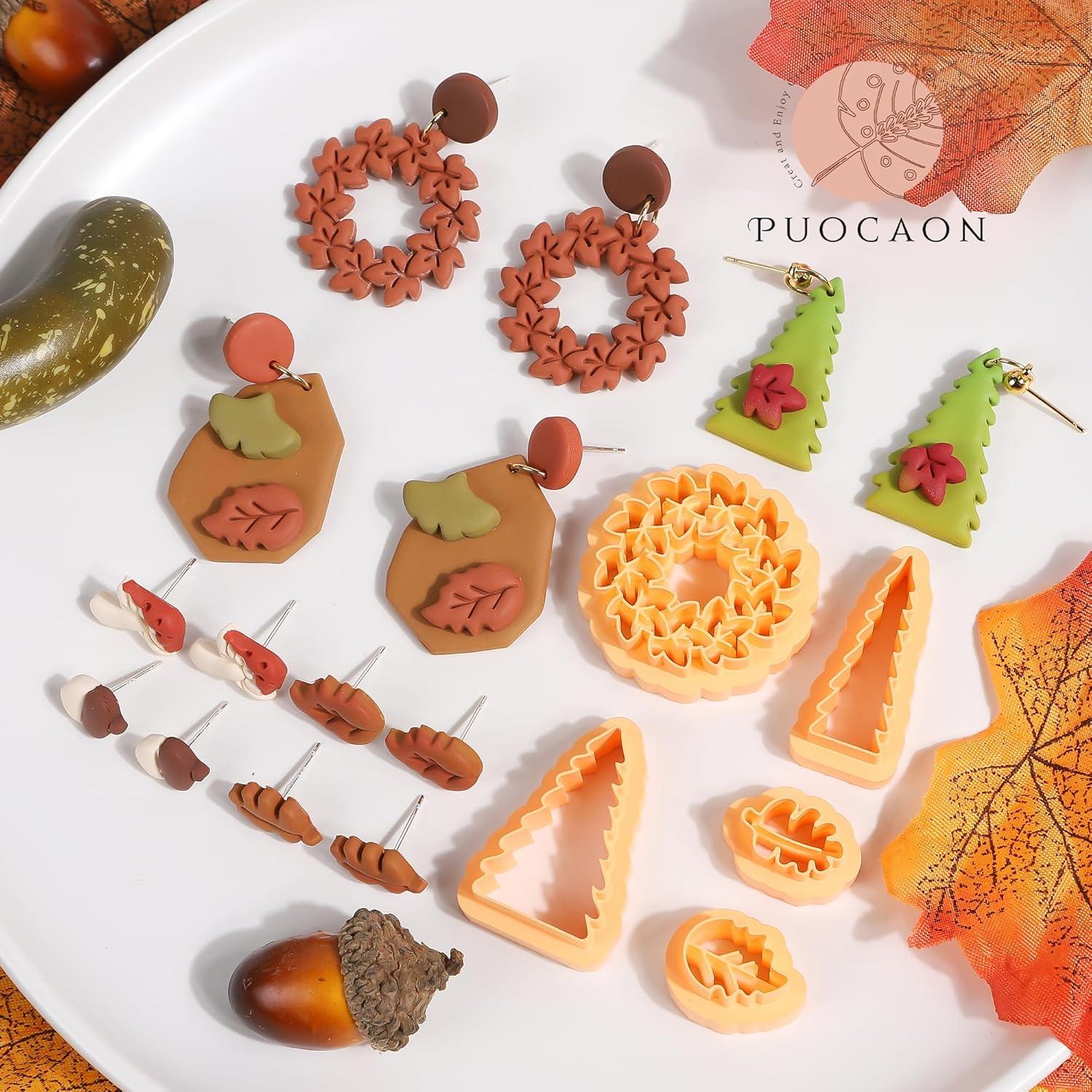 Cortadores de Arcilla Polimérica Puocaon - 12 Piezas Otoño