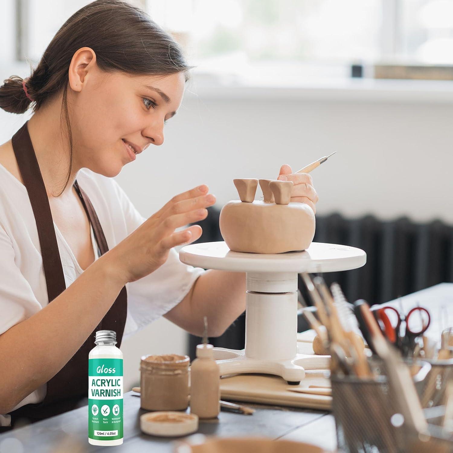 Kit de Arcilla de Polímero Krbnk 120ml Barniz Brillante y 29 Piezas