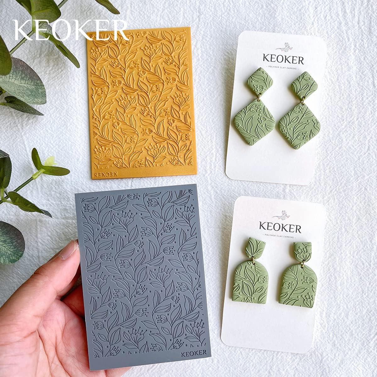 Hojas de Textura de Arcilla Polimérica Keoker 10PC para Aretes
