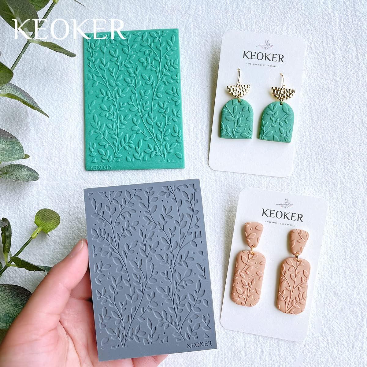 Hojas de Textura de Arcilla Polimérica Keoker 10PC para Aretes