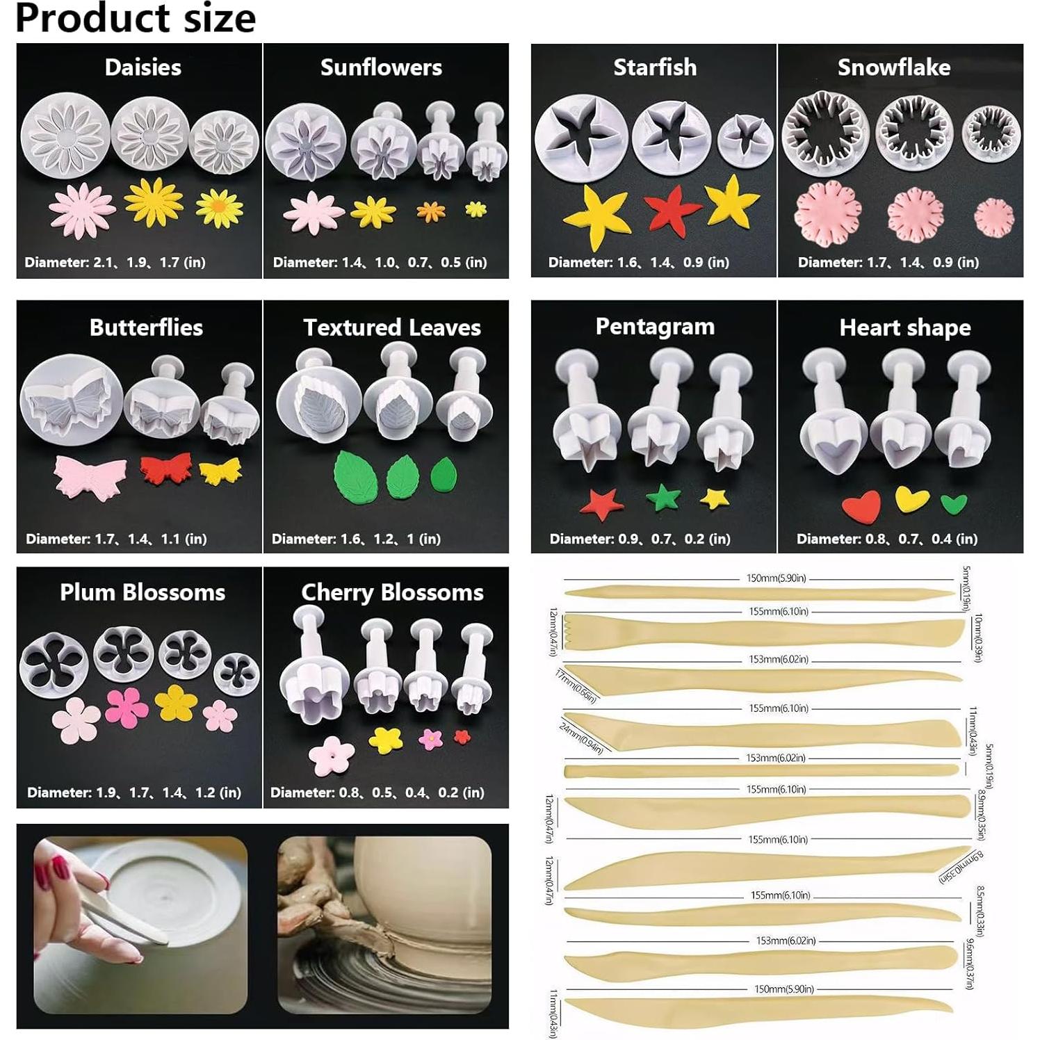 Kit de Herramientas de Arcilla CUNSWEN 43 Pcs - Moldes y Doble Extremo