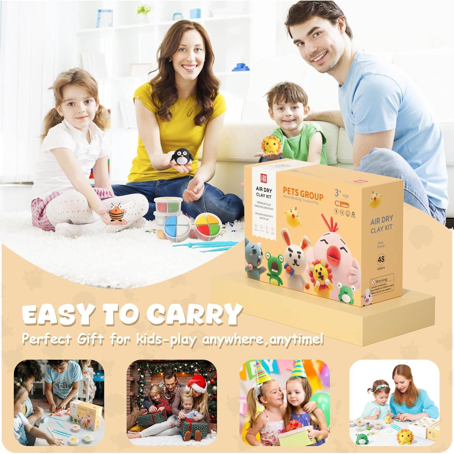 Kit de Arcilla Secada al Aire LOUFOR 12 Latas 48 Colores