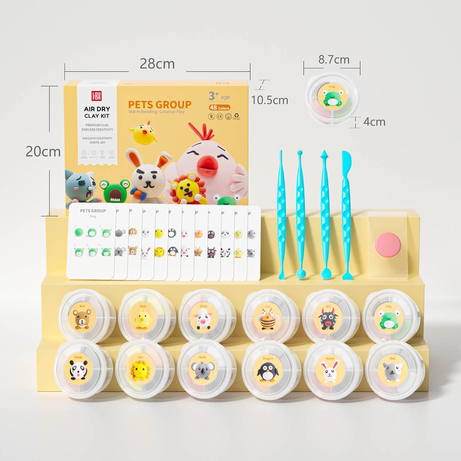 Kit de Arcilla Secada al Aire LOUFOR 12 Latas 48 Colores