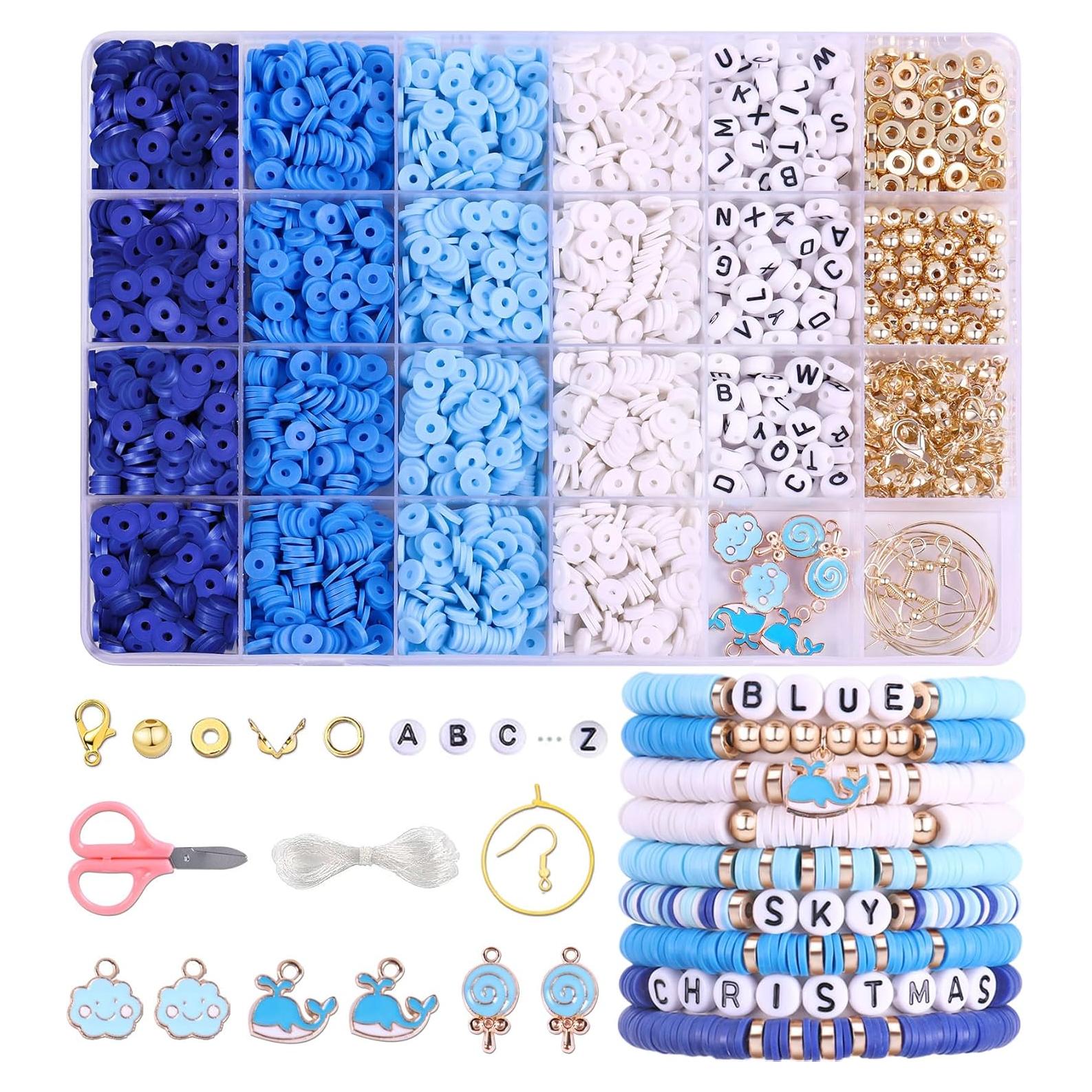 Kit de Pulseras DIY Wuollgess 3500 Perlas de Arcilla Azul