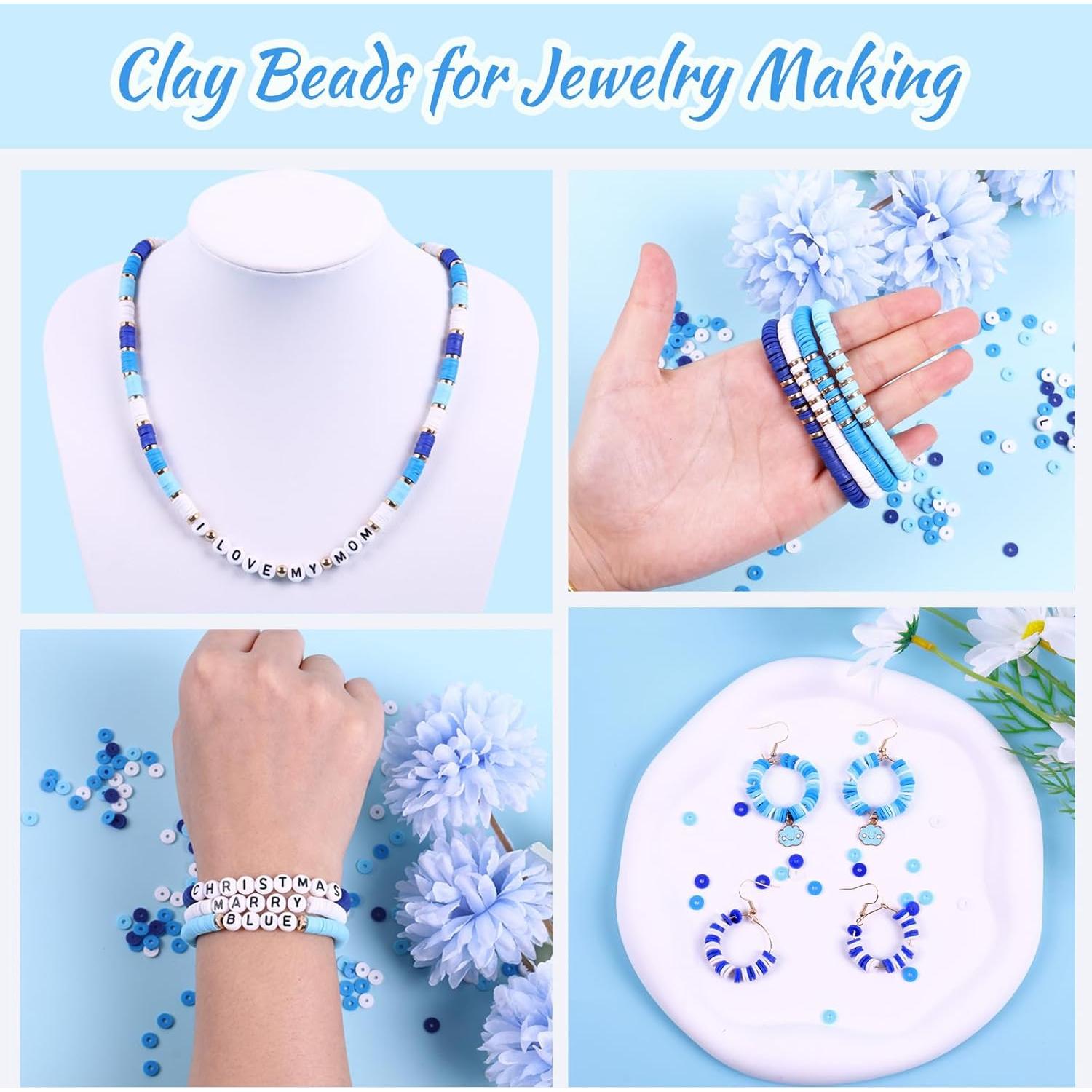 Kit de Pulseras DIY Wuollgess 3500 Perlas de Arcilla Azul