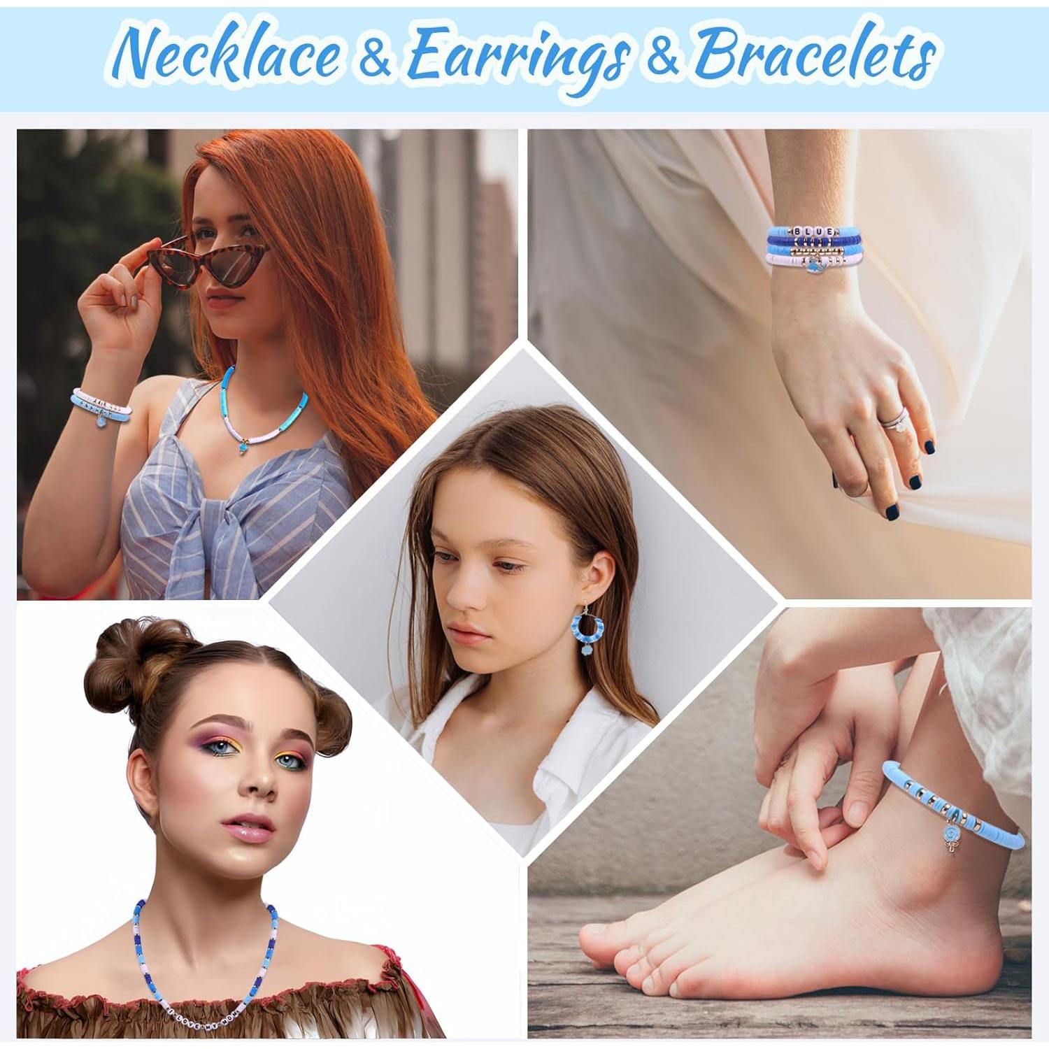 Kit de Pulseras DIY Wuollgess 3500 Perlas de Arcilla Azul