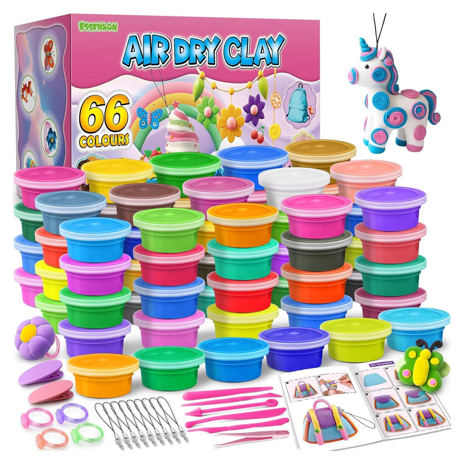 Kit de Arcilla Air Dry ESSENSON 66 Colores para Manualidades
