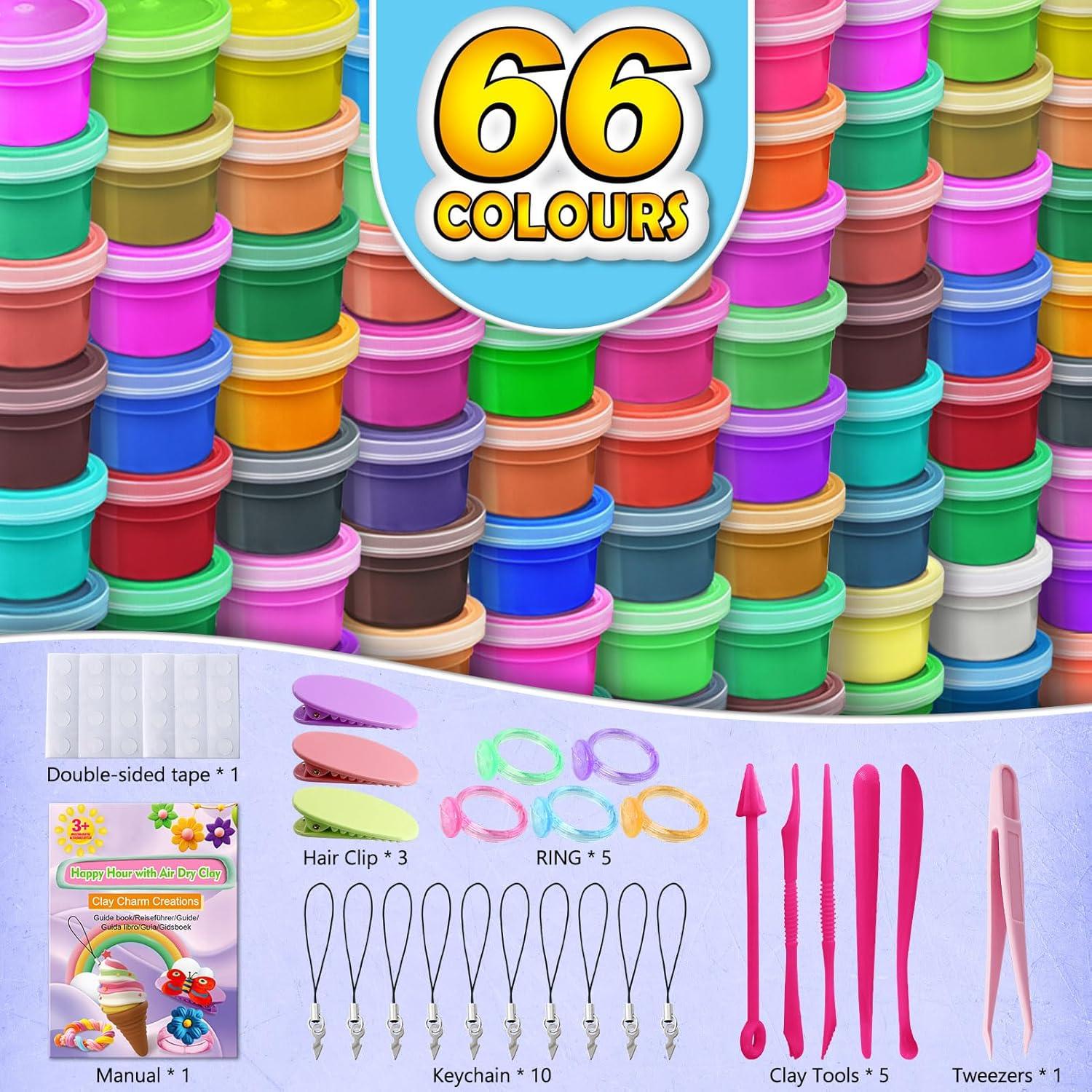 Kit de Arcilla Air Dry ESSENSON 66 Colores para Manualidades